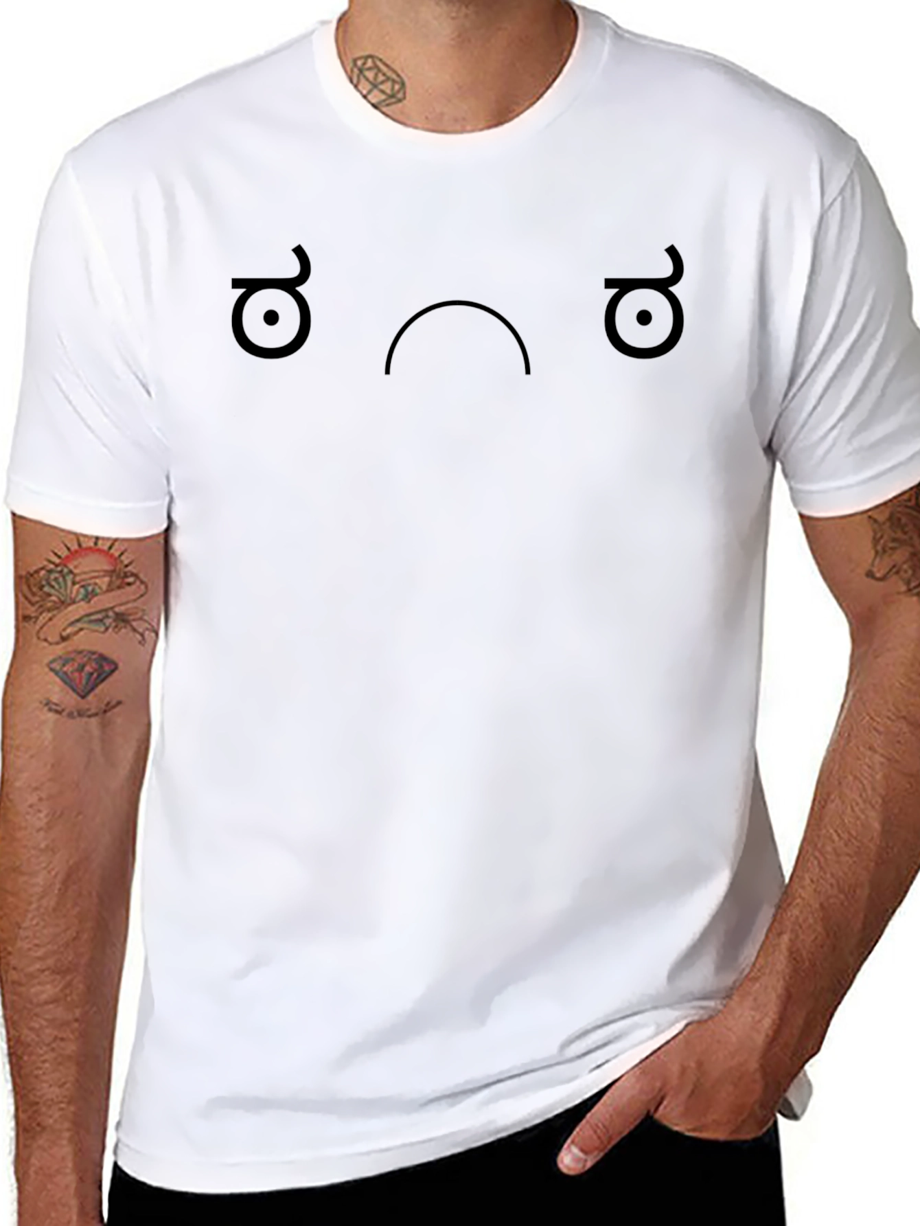 Skeptical Face Graphic Tee - Black