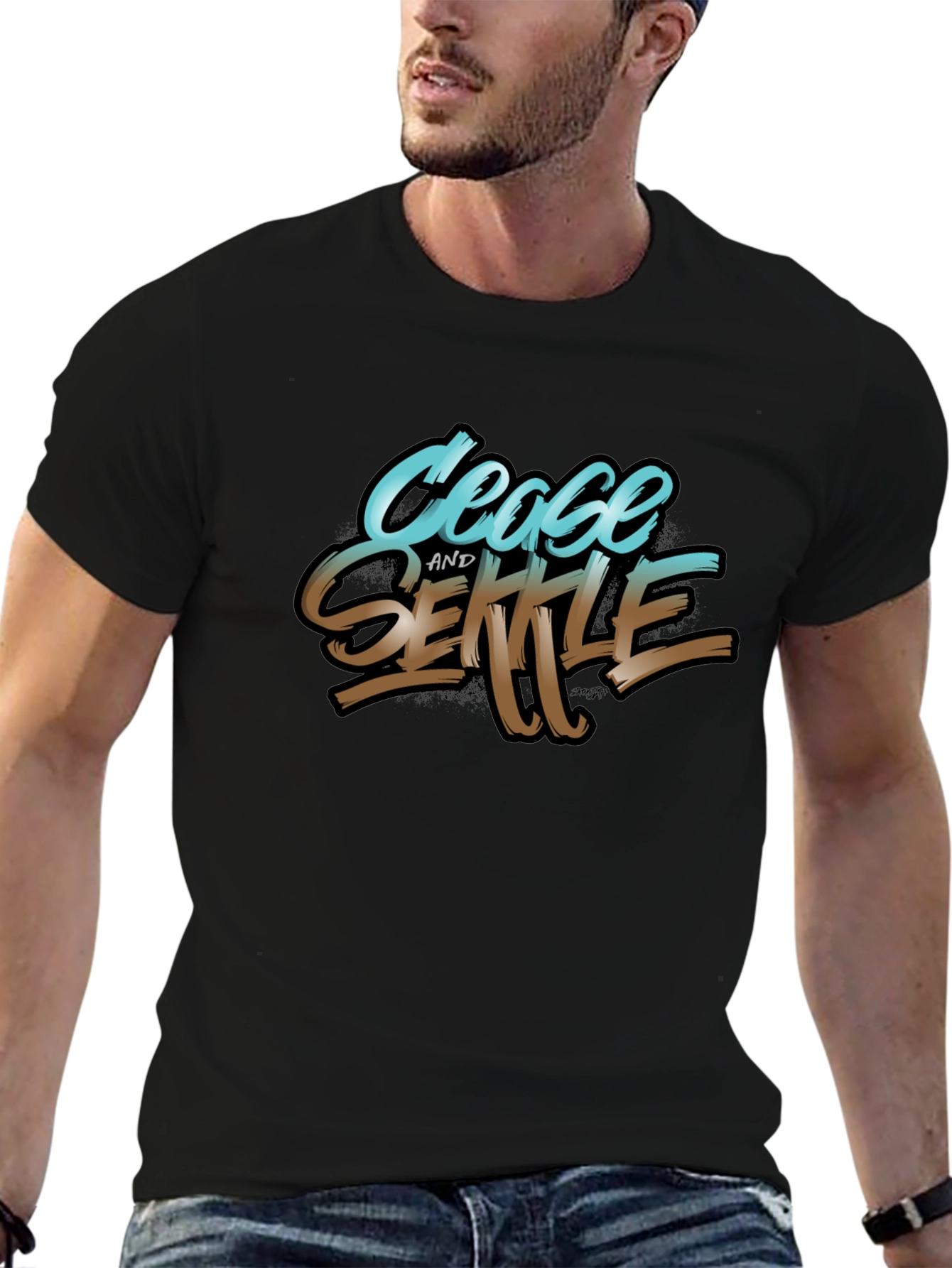 Cease and Settle Graphic Tee - Black