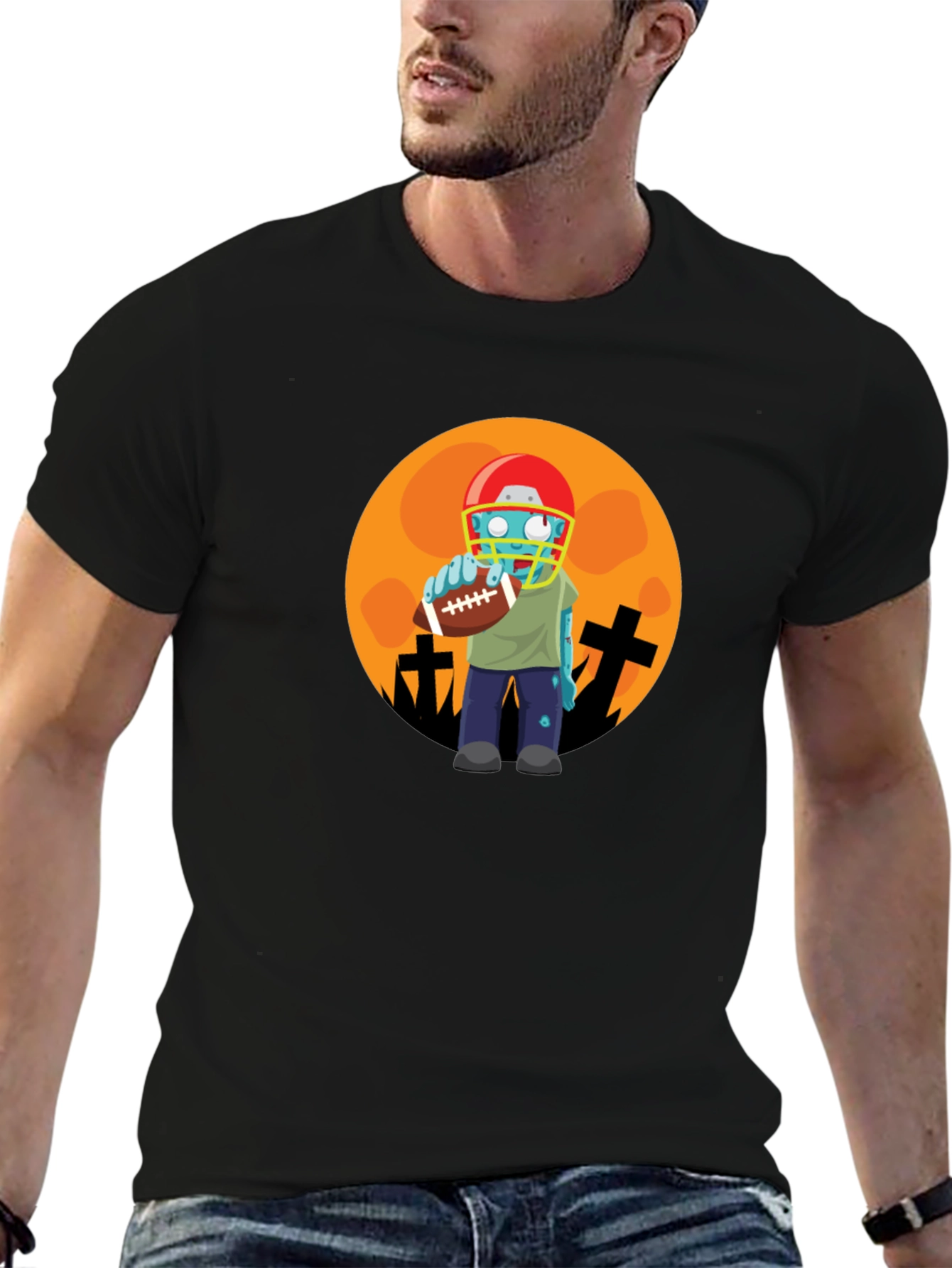 Zombie Football Player Halloween T-Shirt