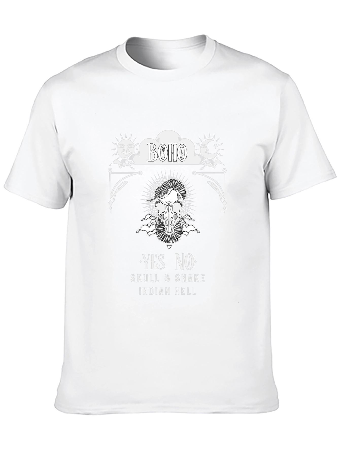 Boho Skull & Snake Graphic Tee - Black