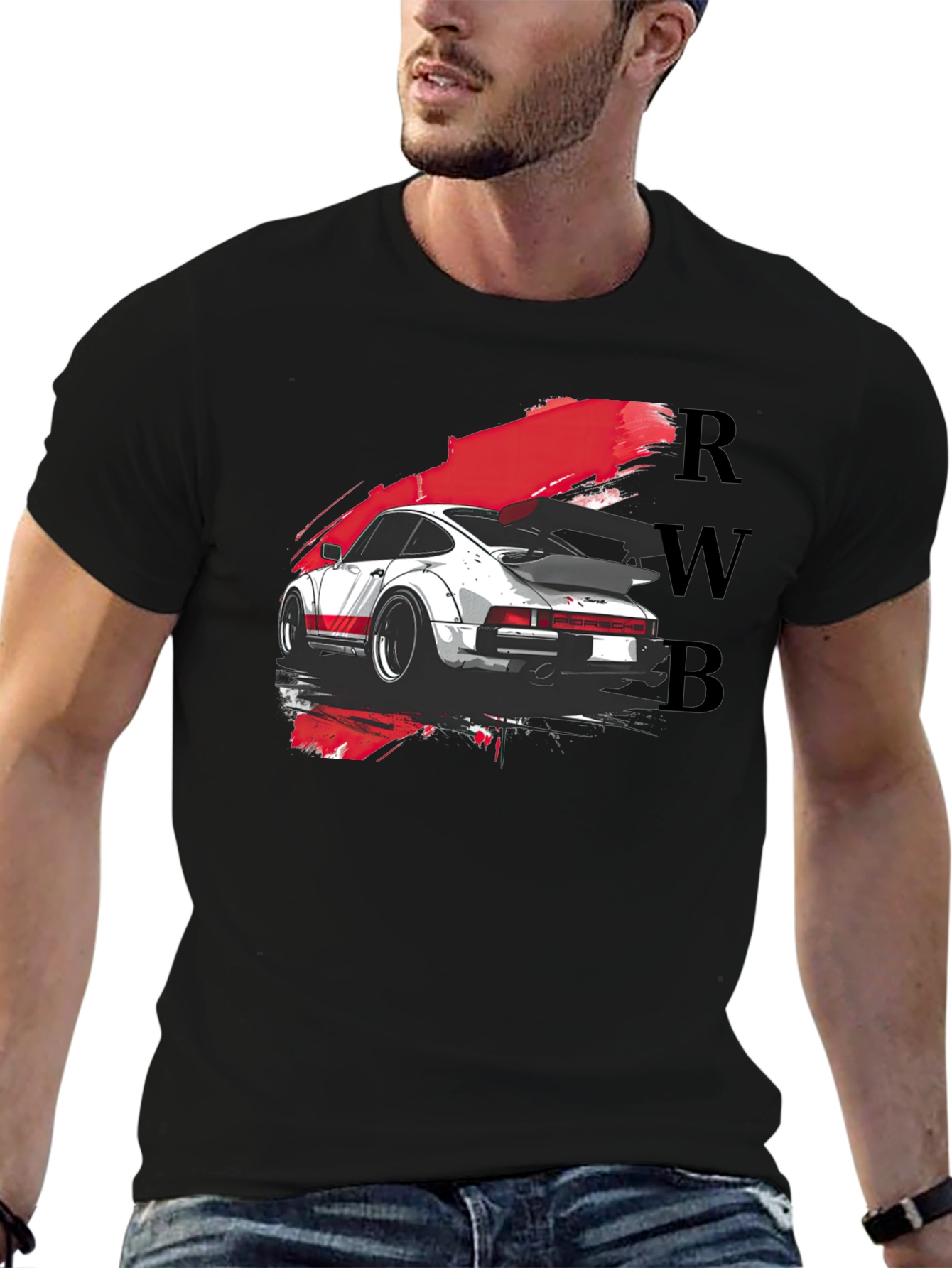 RWB Porsche Graphic Tee - Black Cotton T-Shirt