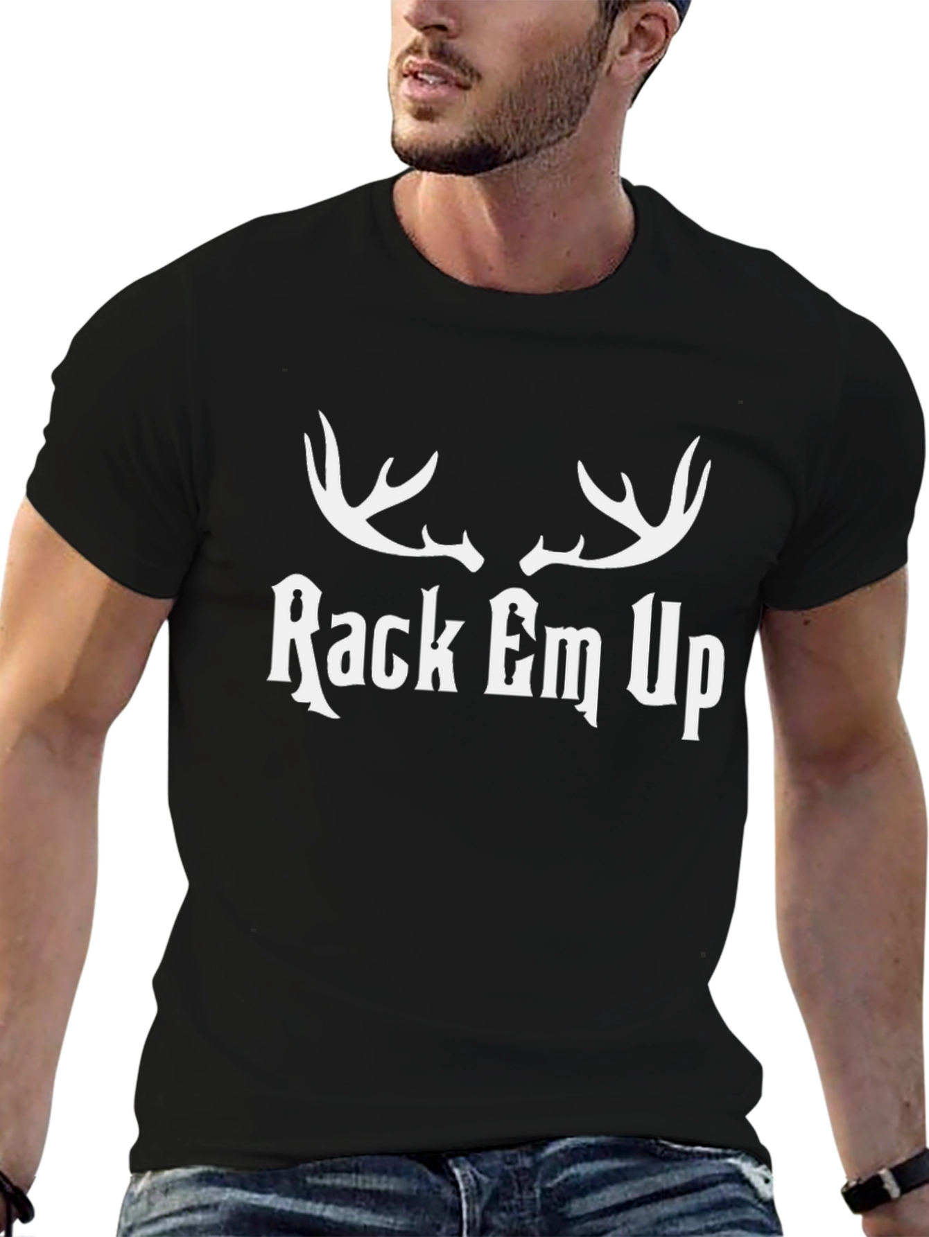 Rack Em Up Deer Antler Graphic T-Shirt