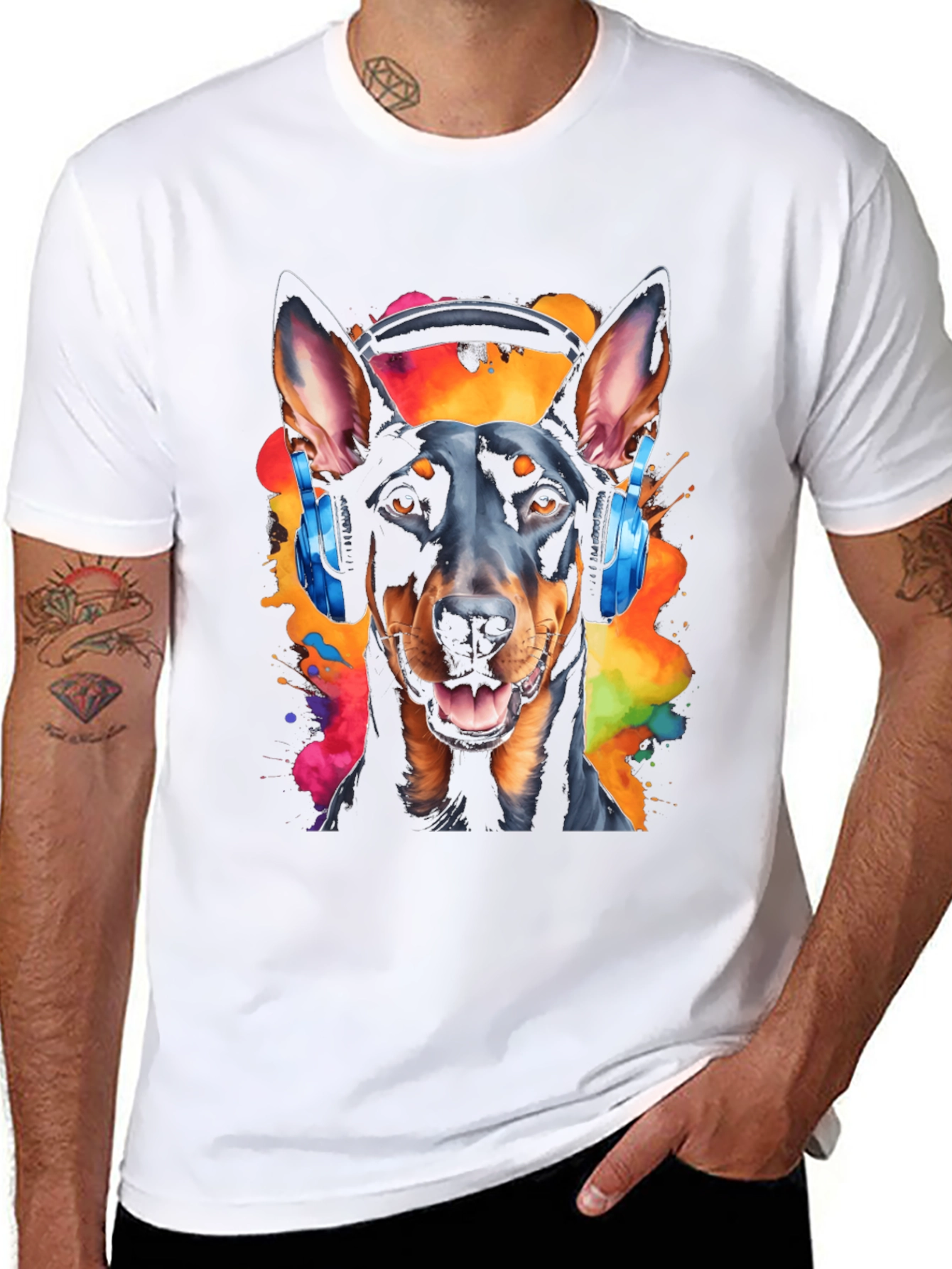 Dog DJ Graphic Tee - Mens Black T-Shirt