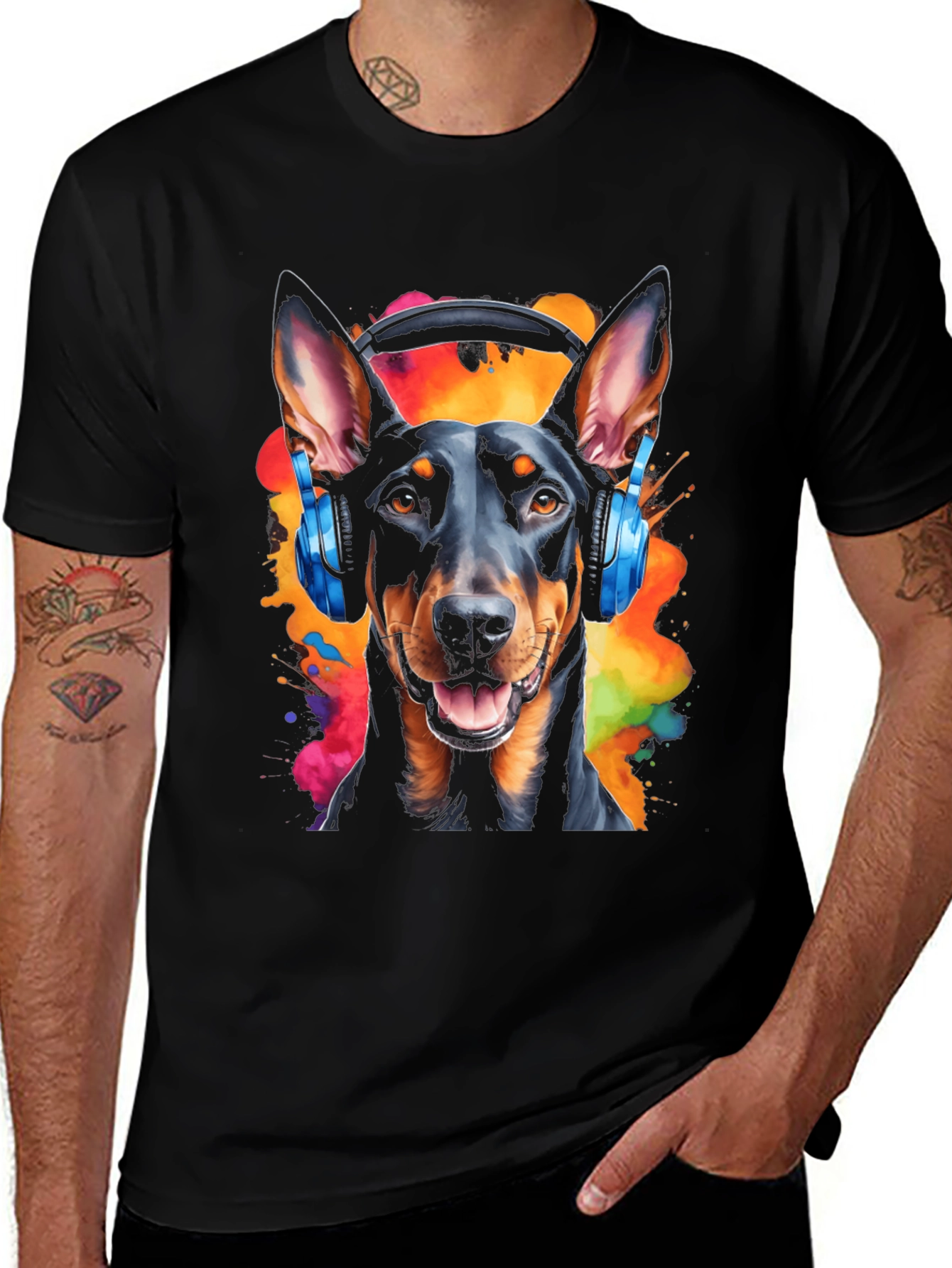 Dog DJ Graphic Tee - Mens Black T-Shirt