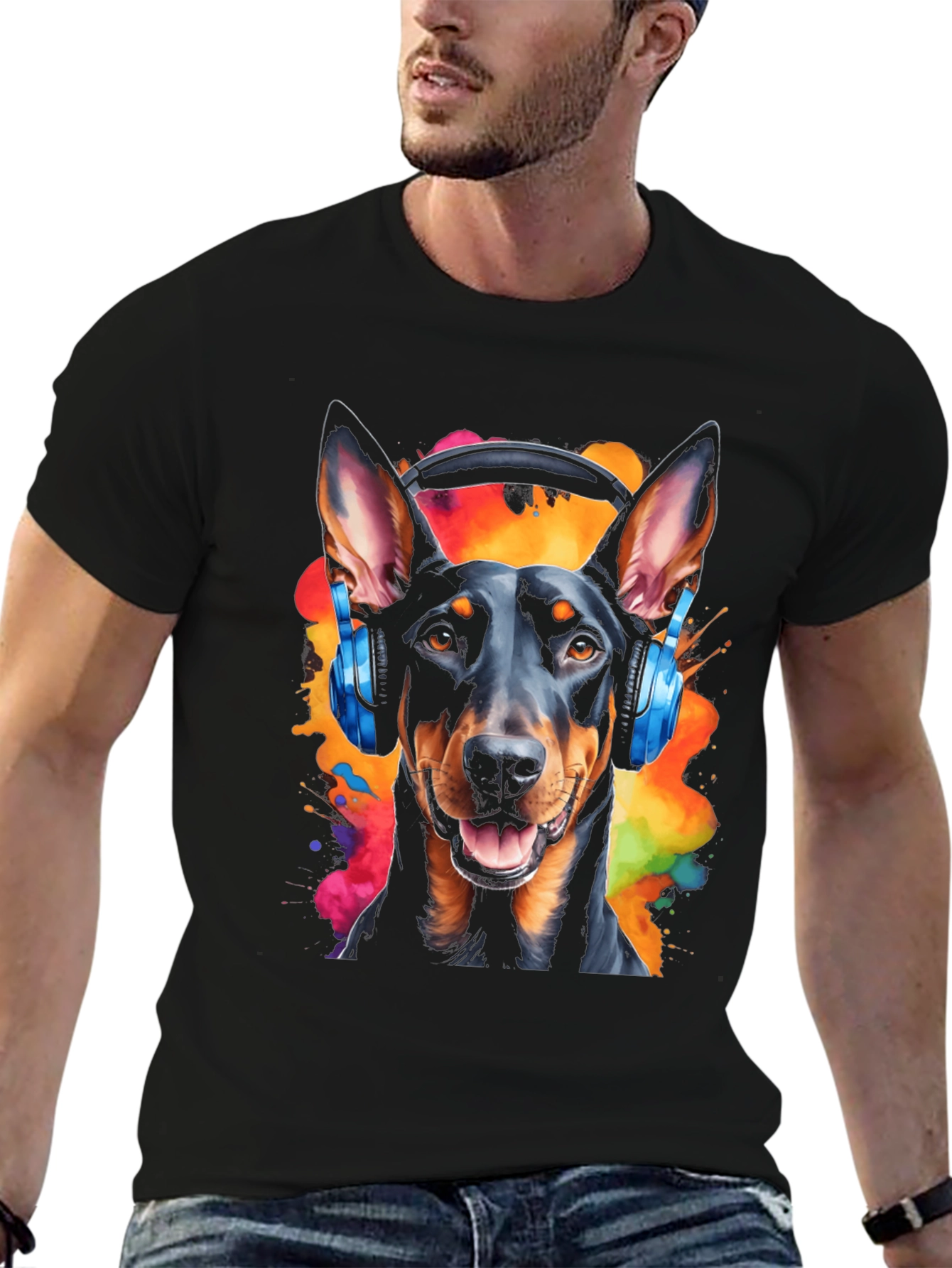 Dog DJ Graphic Tee - Mens Black T-Shirt