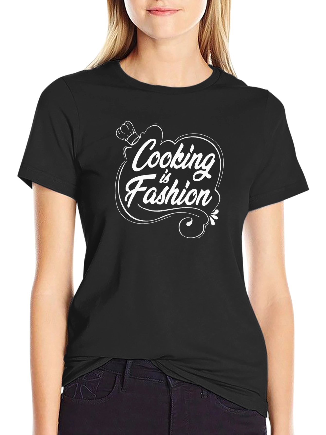 Cooking is Fashion Graphic Black T-Shirt