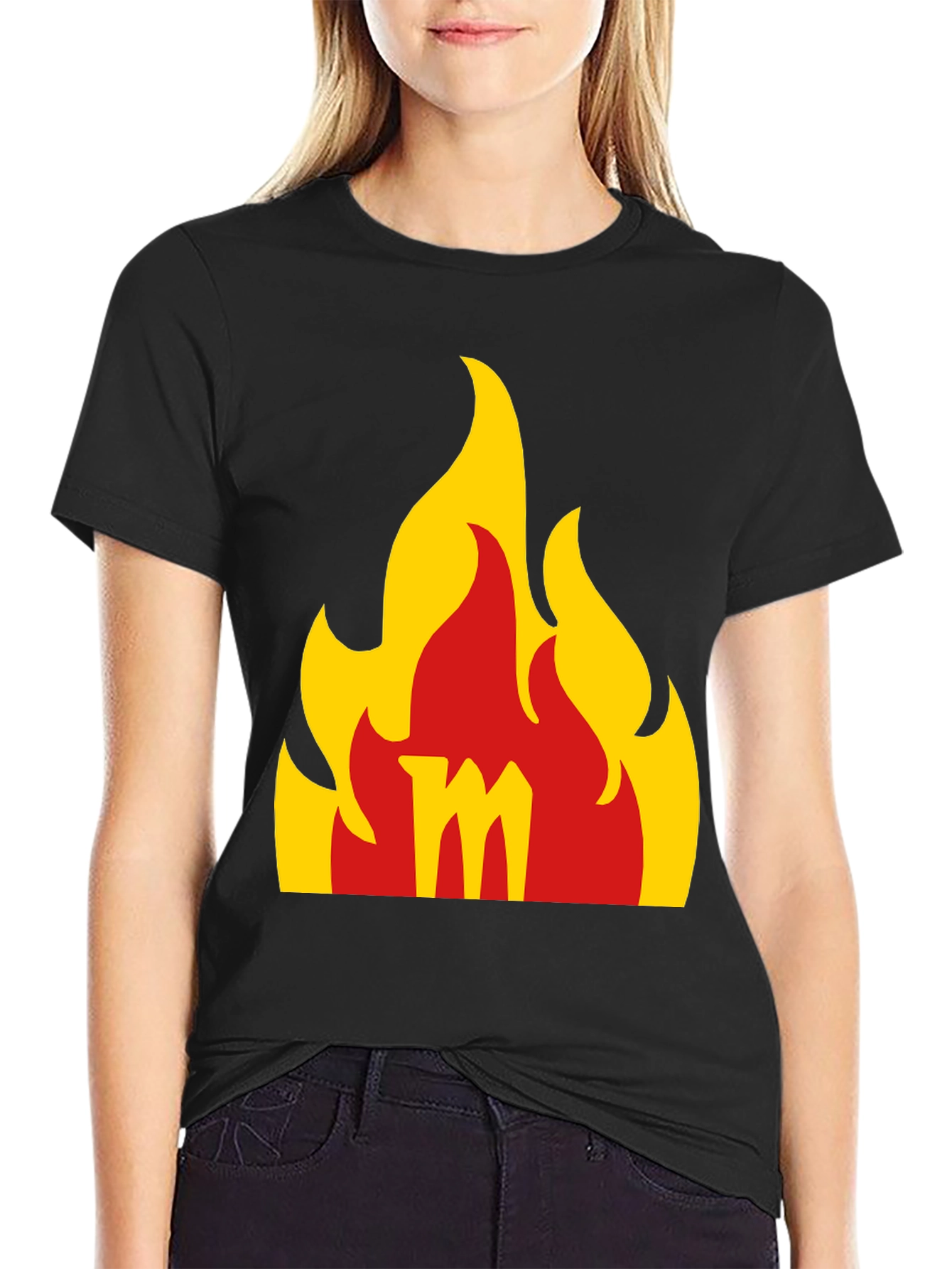 Flame M Graphic Black T-Shirt