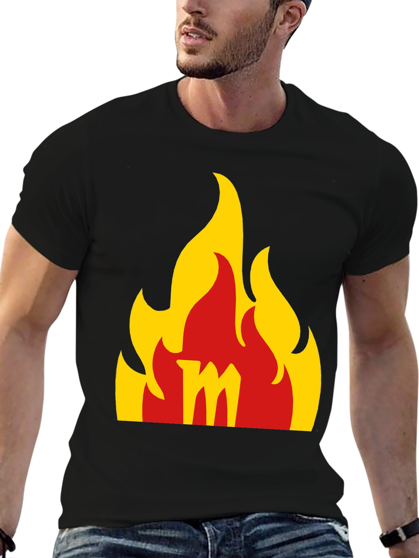 Flame M Graphic Black T-Shirt