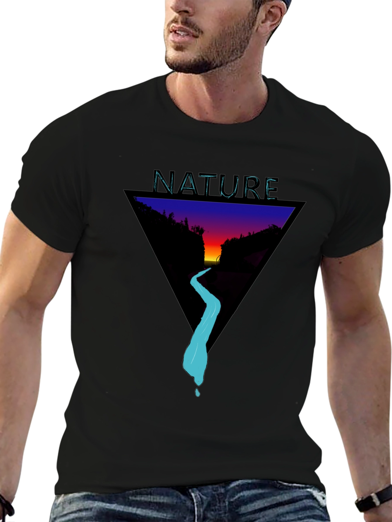 Nature Triangle Graphic T-Shirt - Modern Style