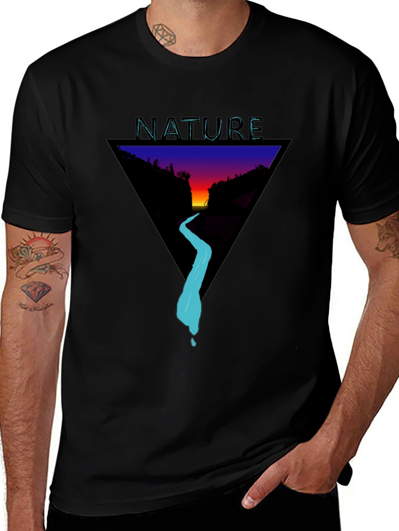Nature Triangle Graphic T-Shirt - Modern Style