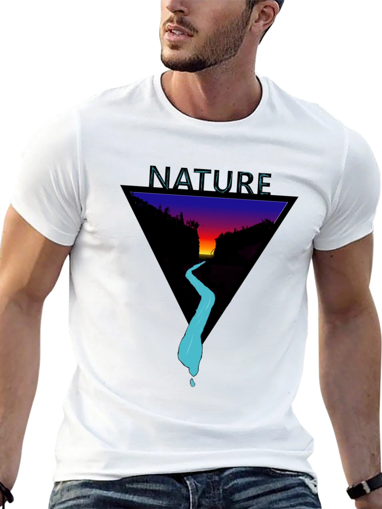 Nature Triangle Graphic T-Shirt - Modern Style