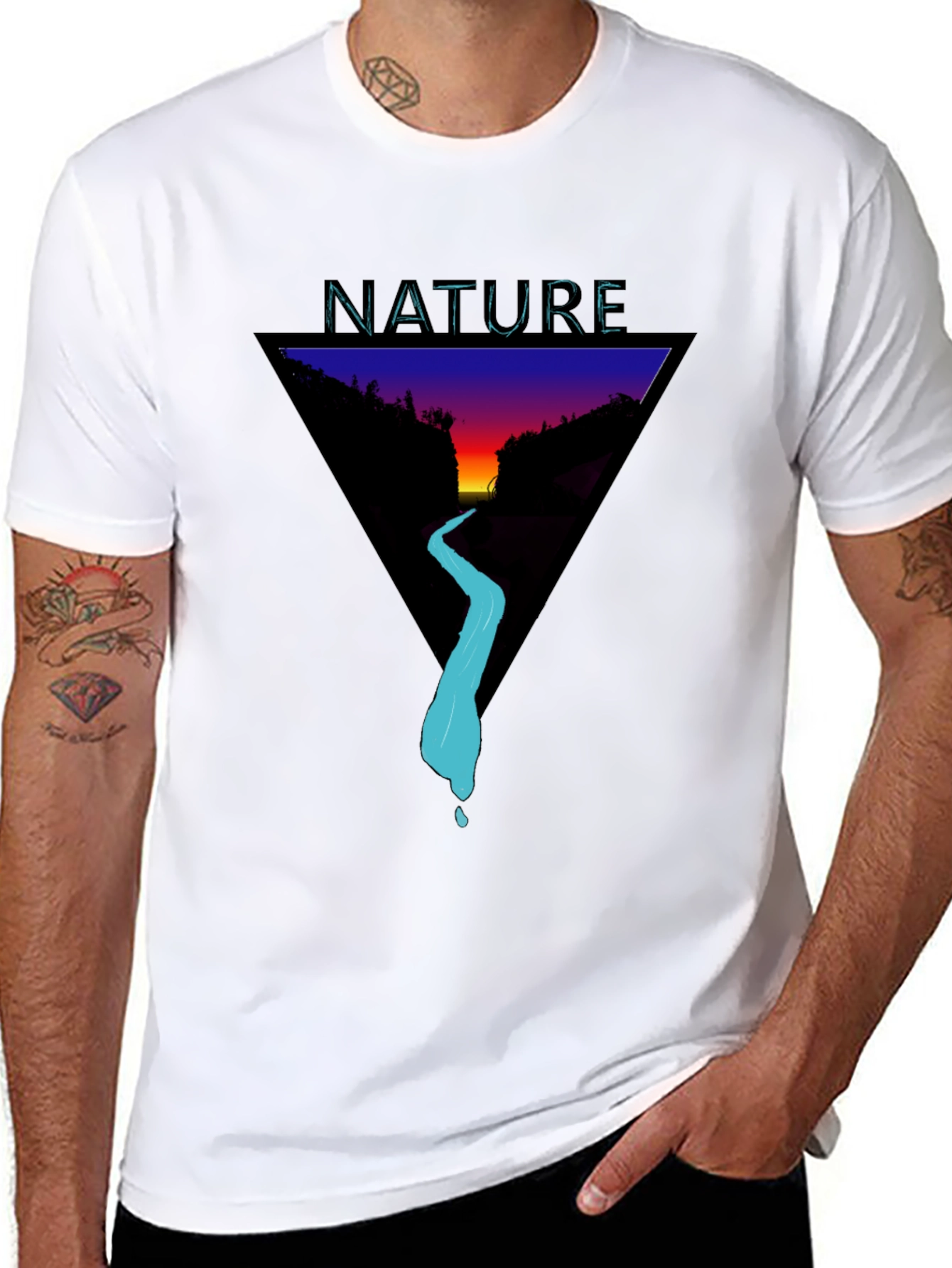 Nature Triangle Graphic T-Shirt - Modern Style