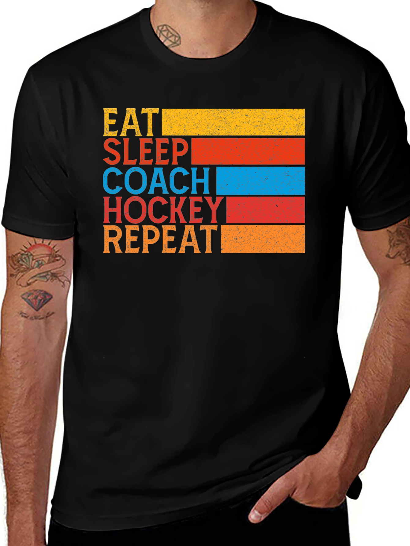 Eat Sleep Coach Hockey Repeat Graphic Tee