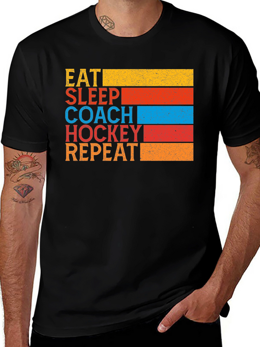 Eat Sleep Coach Hockey Repeat Graphic Tee