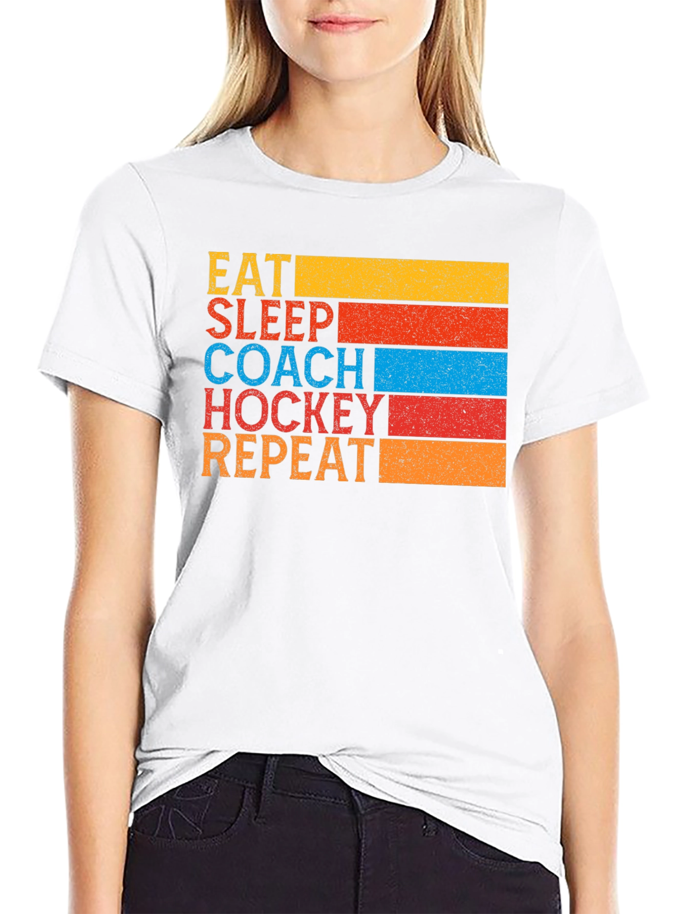 Eat Sleep Coach Hockey Repeat Graphic Tee
