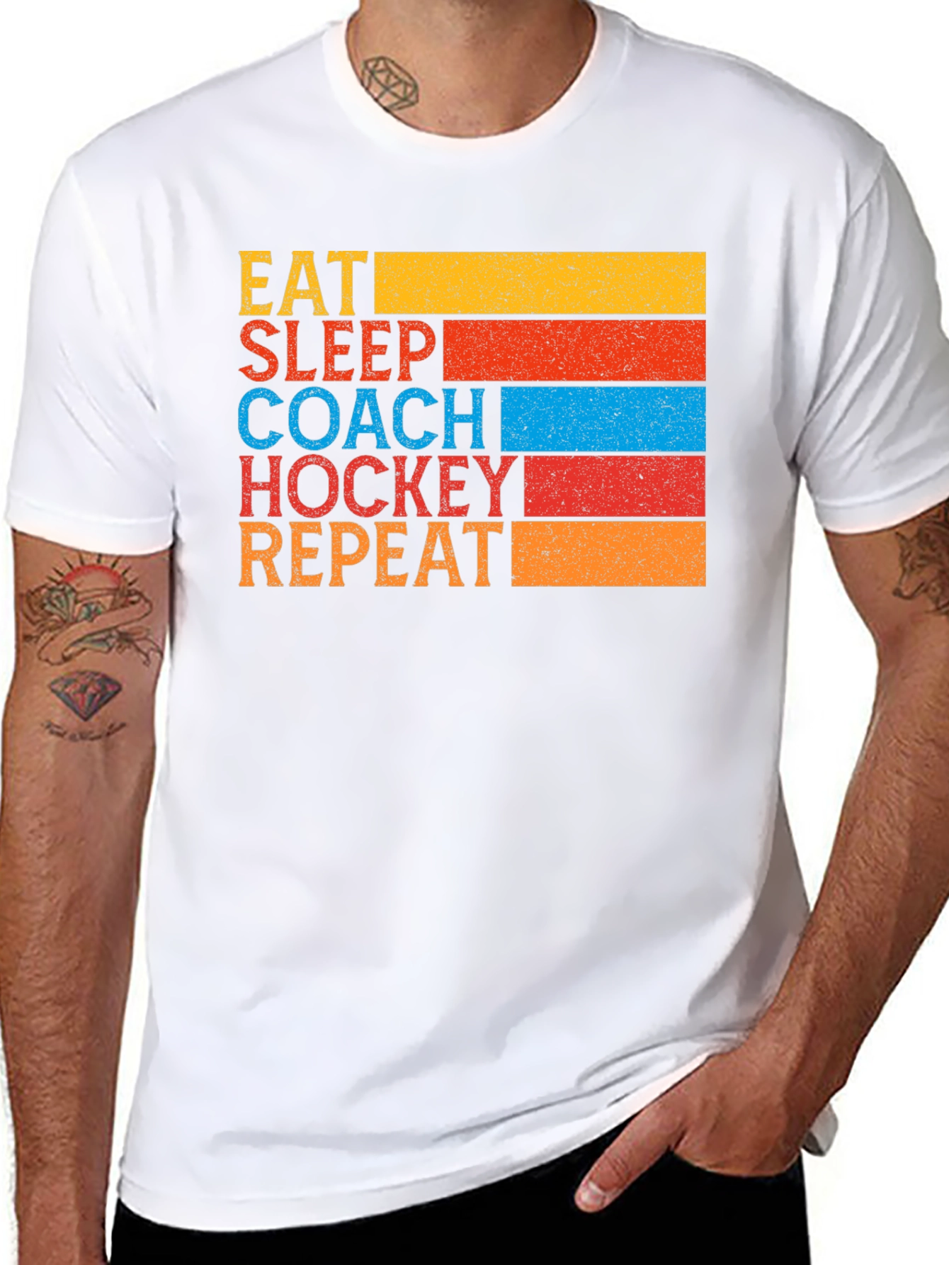 Eat Sleep Coach Hockey Repeat Graphic Tee