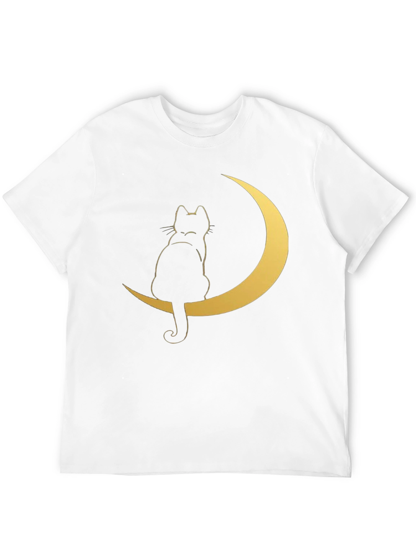 Cat on Moon Graphic Tee - Stylish Black T-Shirt