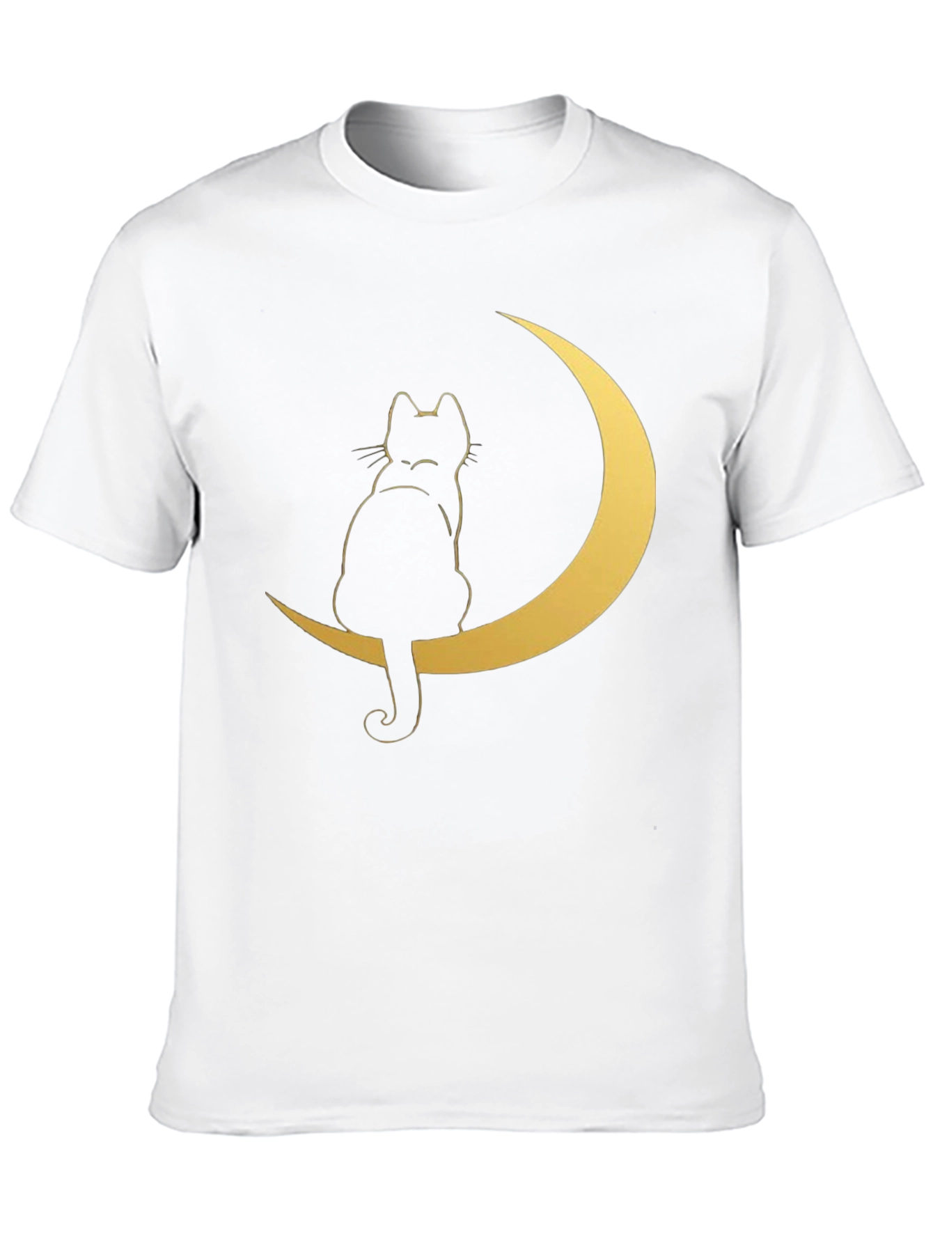 Cat on Moon Graphic Tee - Stylish Black T-Shirt