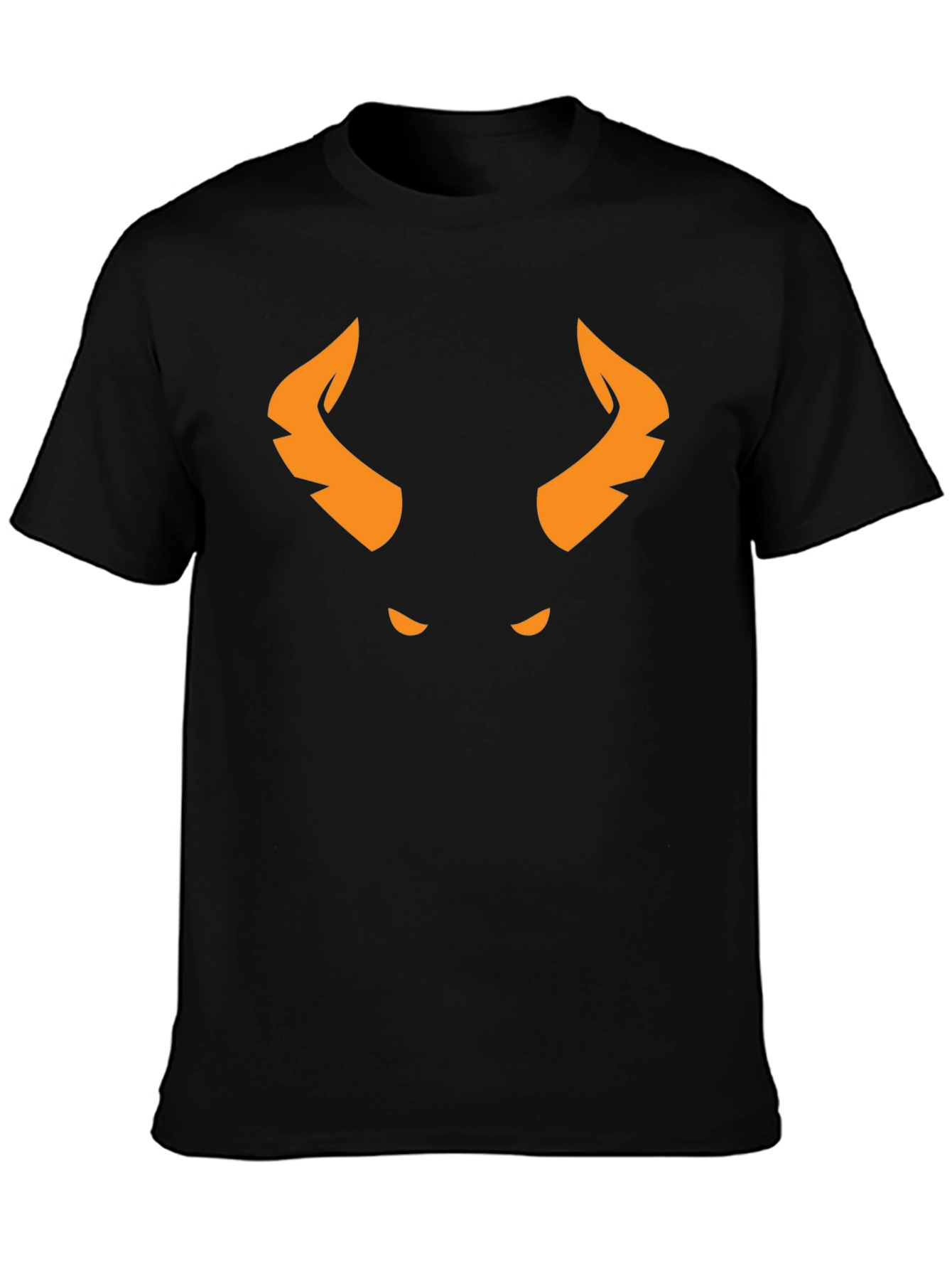 Orange Horned Demon Graphic Black T-Shirt