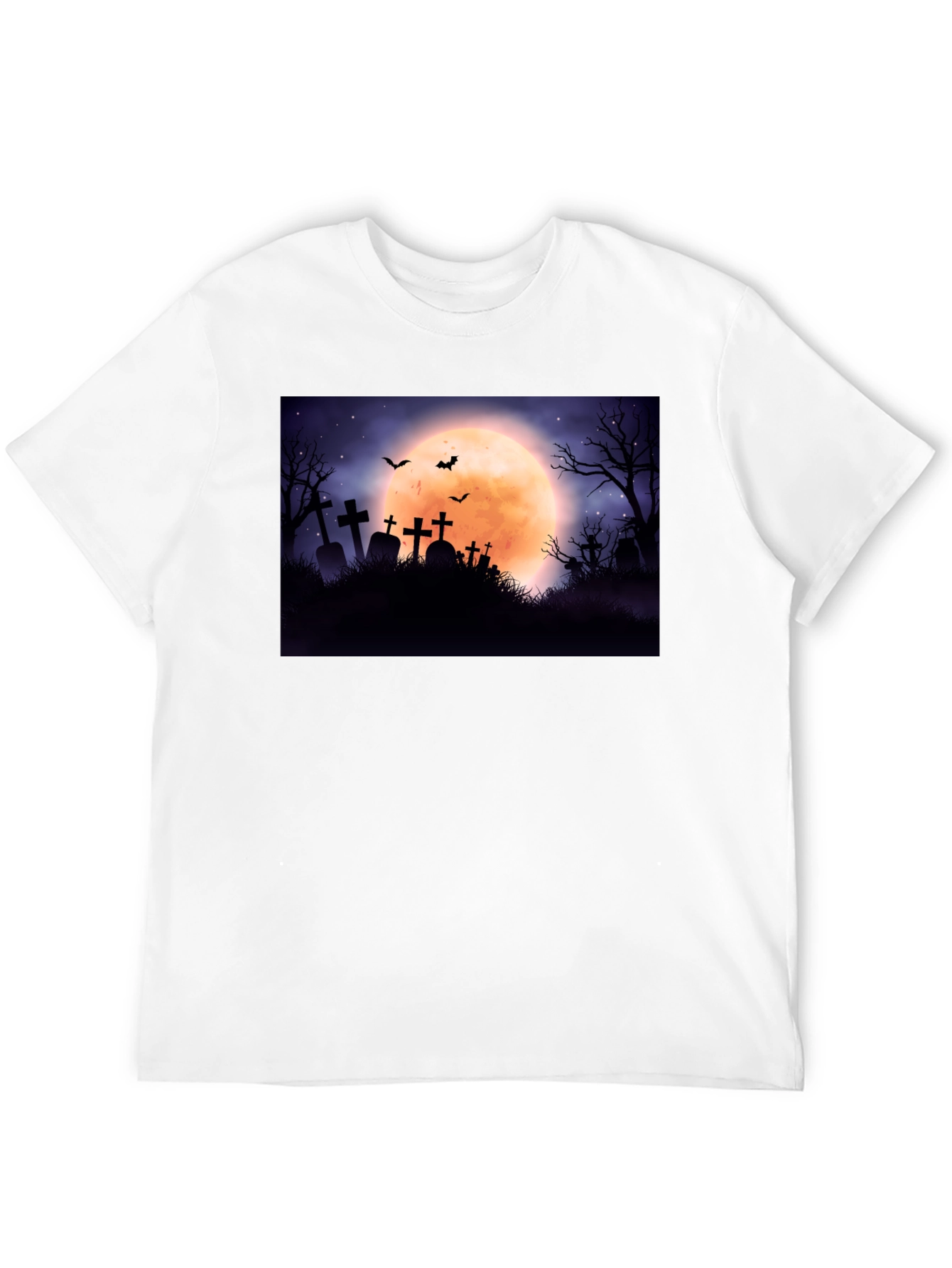 Spooky Cemetery Moon Halloween Graphic Tee