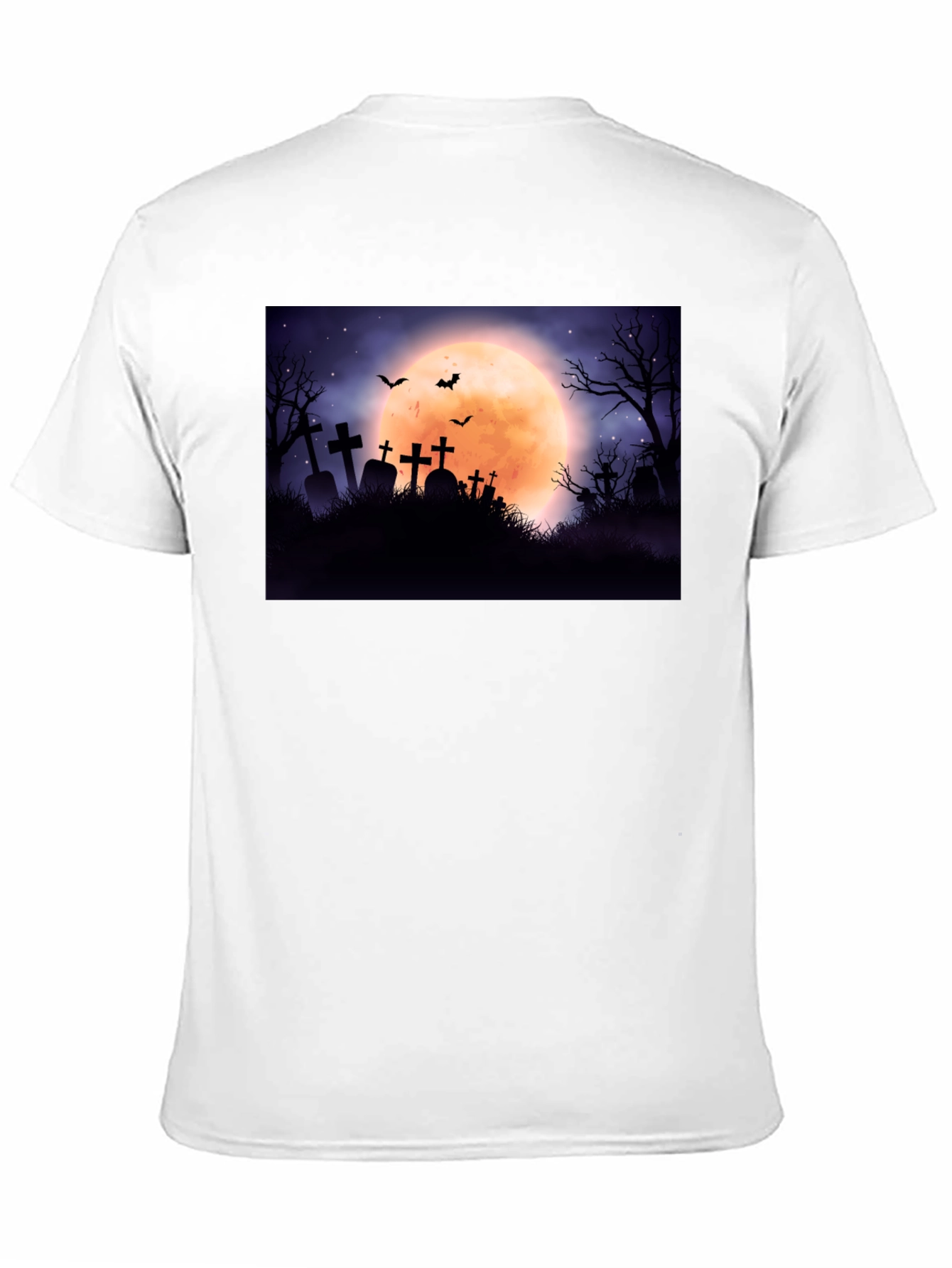 Spooky Cemetery Moon Halloween Graphic Tee