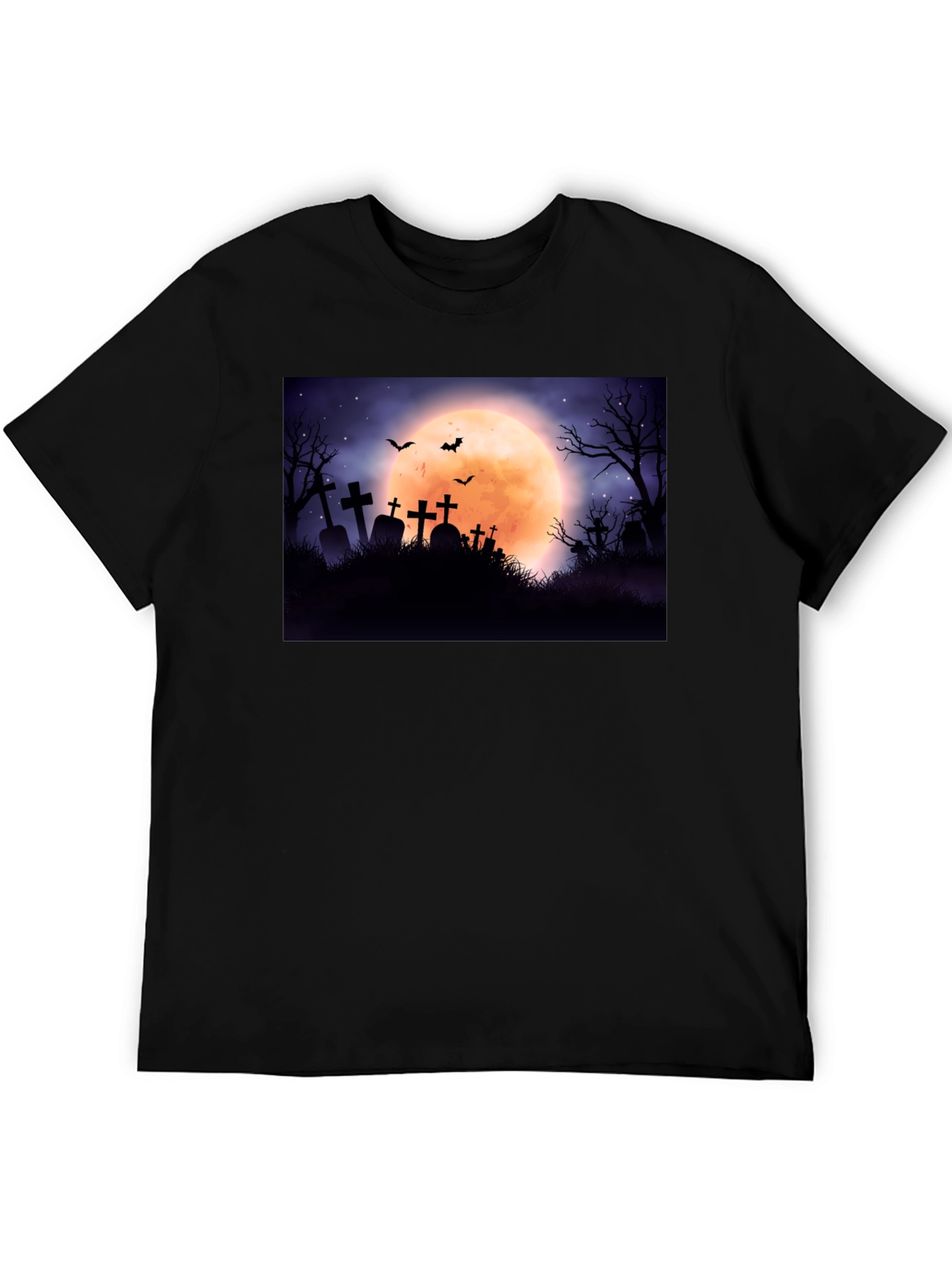 Spooky Cemetery Moon Halloween Graphic Tee
