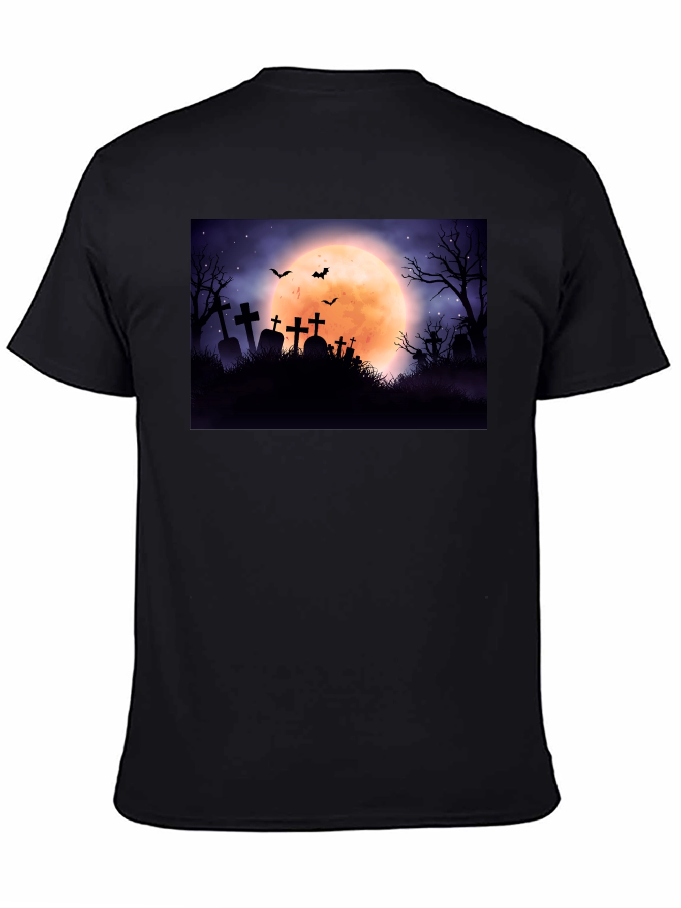 Spooky Cemetery Moon Halloween Graphic Tee
