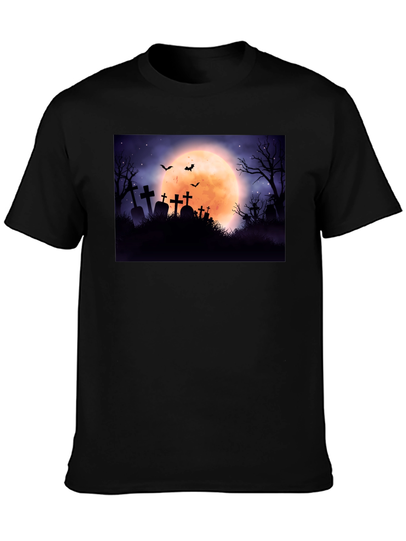 Spooky Cemetery Moon Halloween Graphic Tee
