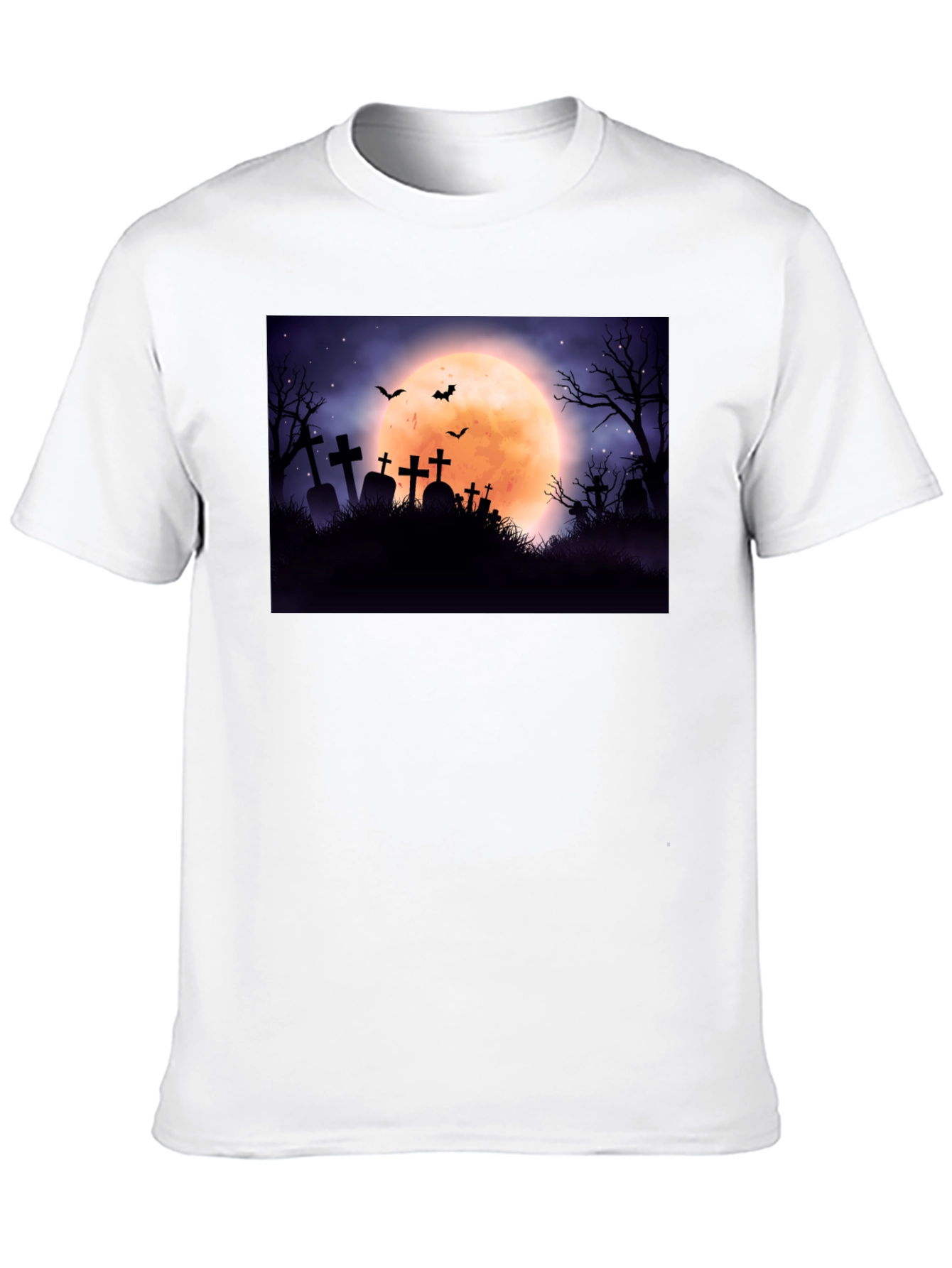 Spooky Cemetery Moon Halloween Graphic Tee