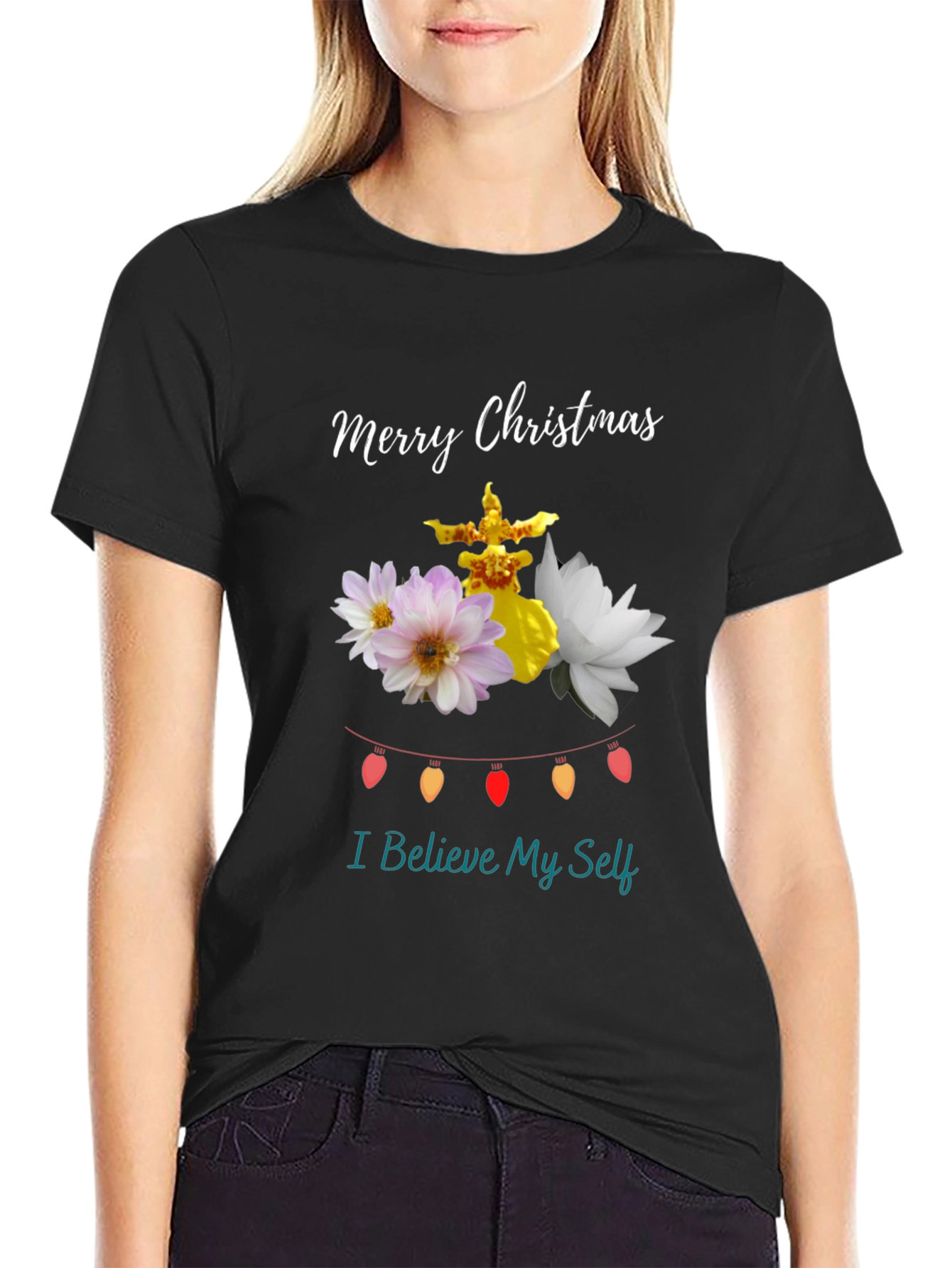 Festive Christmas Floral T-Shirt