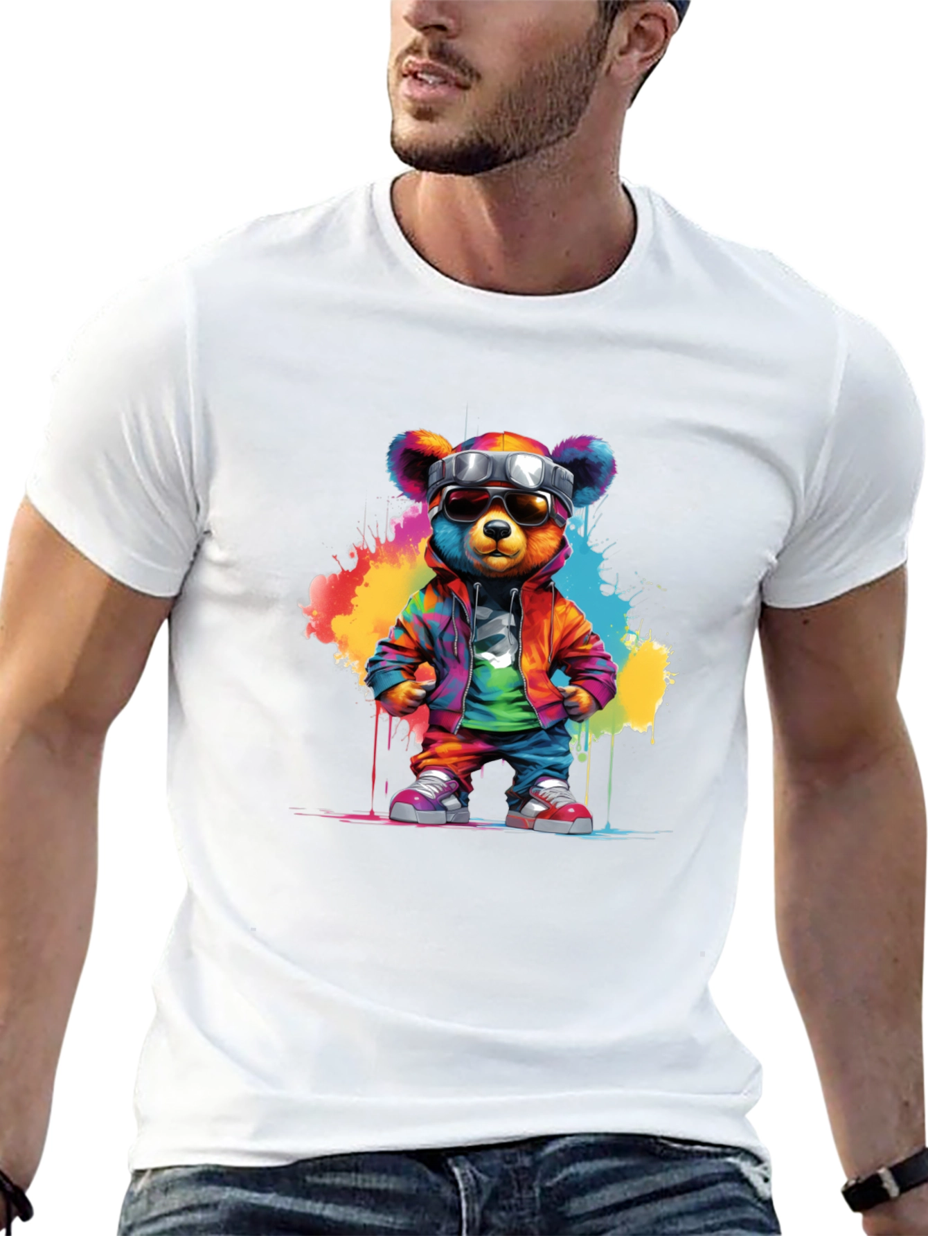 Cool Rainbow Bear Graphic Tee