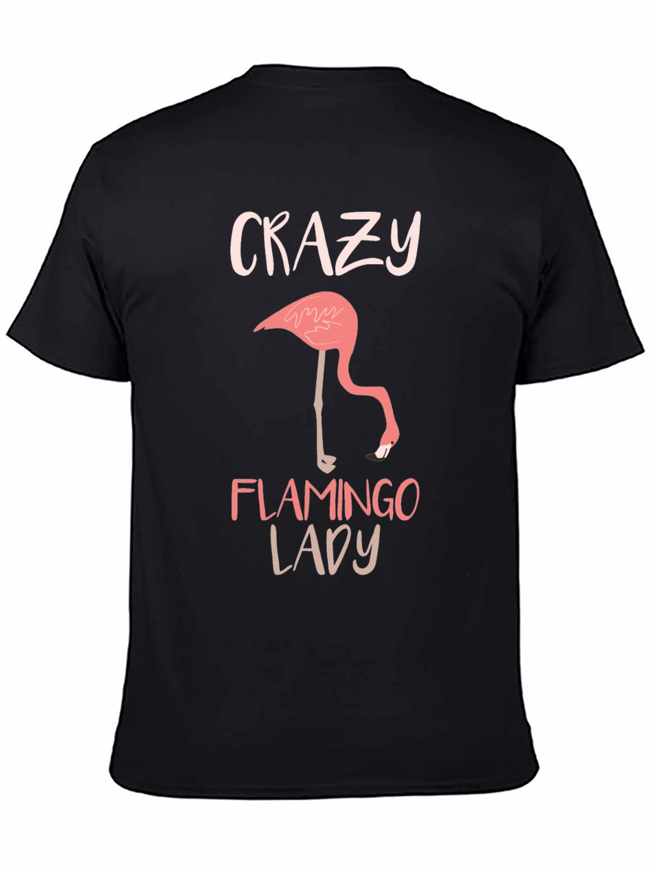 Crazy Flamingo Lady Black T-Shirt