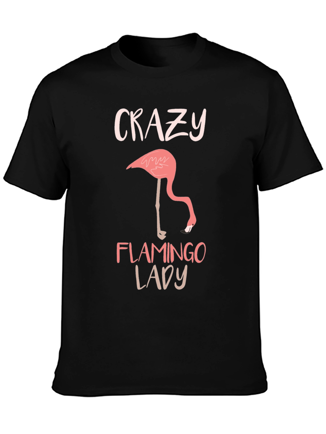 Crazy Flamingo Lady Black T-Shirt