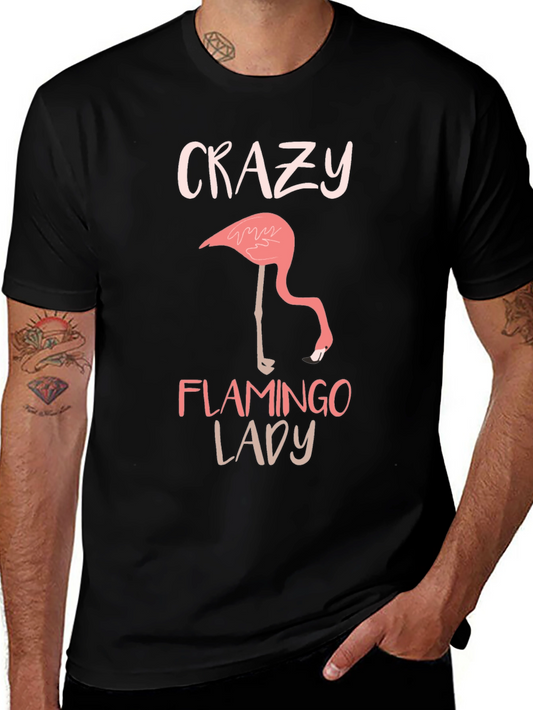 Crazy Flamingo Lady Black T-Shirt