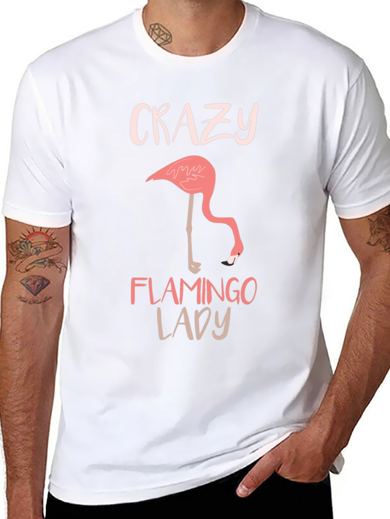 Crazy Flamingo Lady Black T-Shirt
