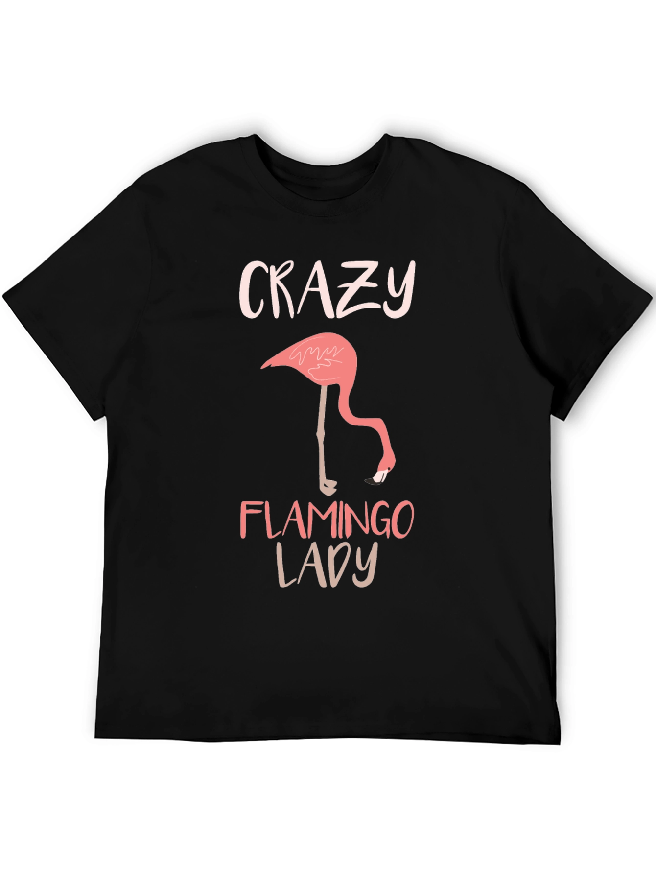 Crazy Flamingo Lady Black T-Shirt