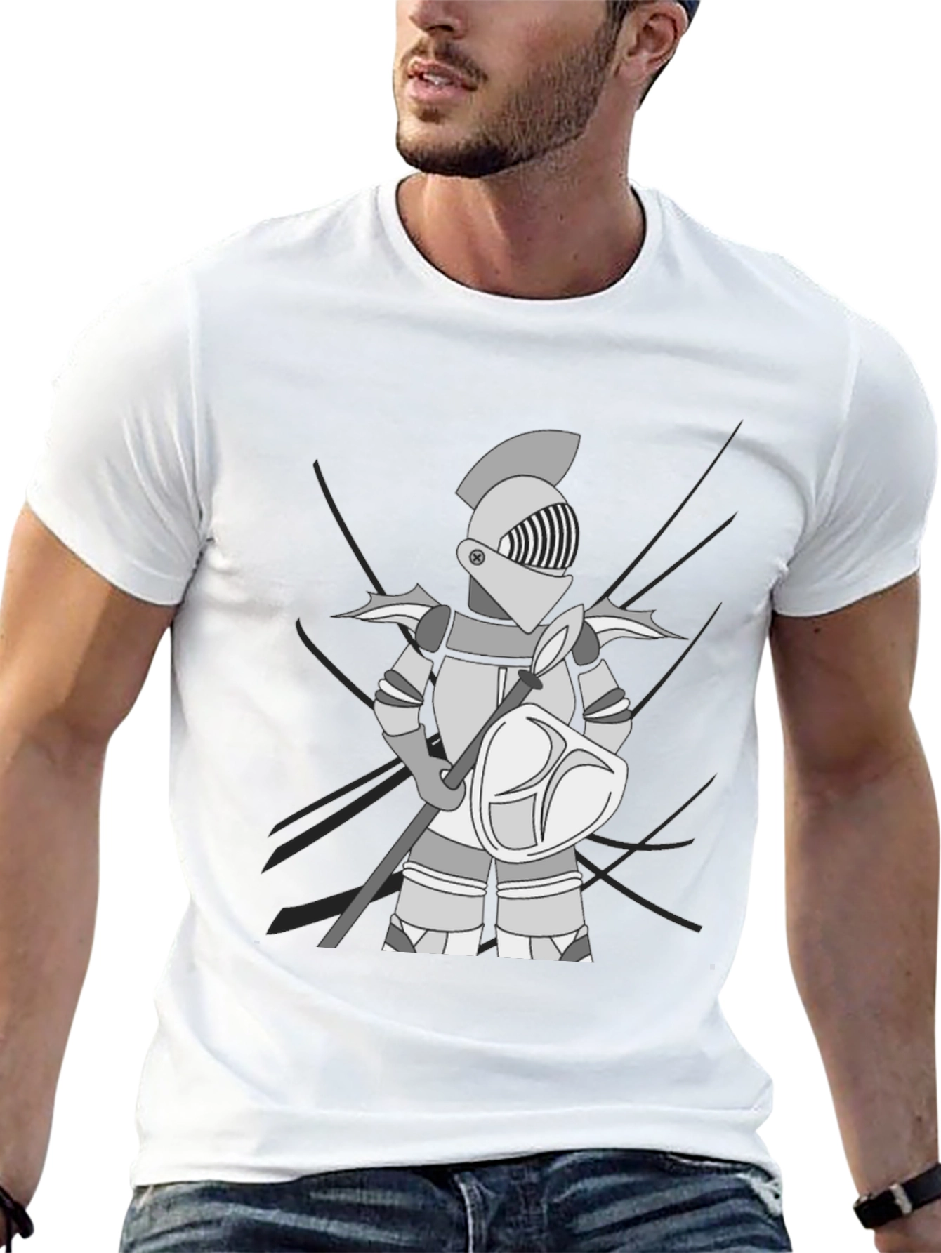 Knight Graphic Tee - Medieval Warrior Design