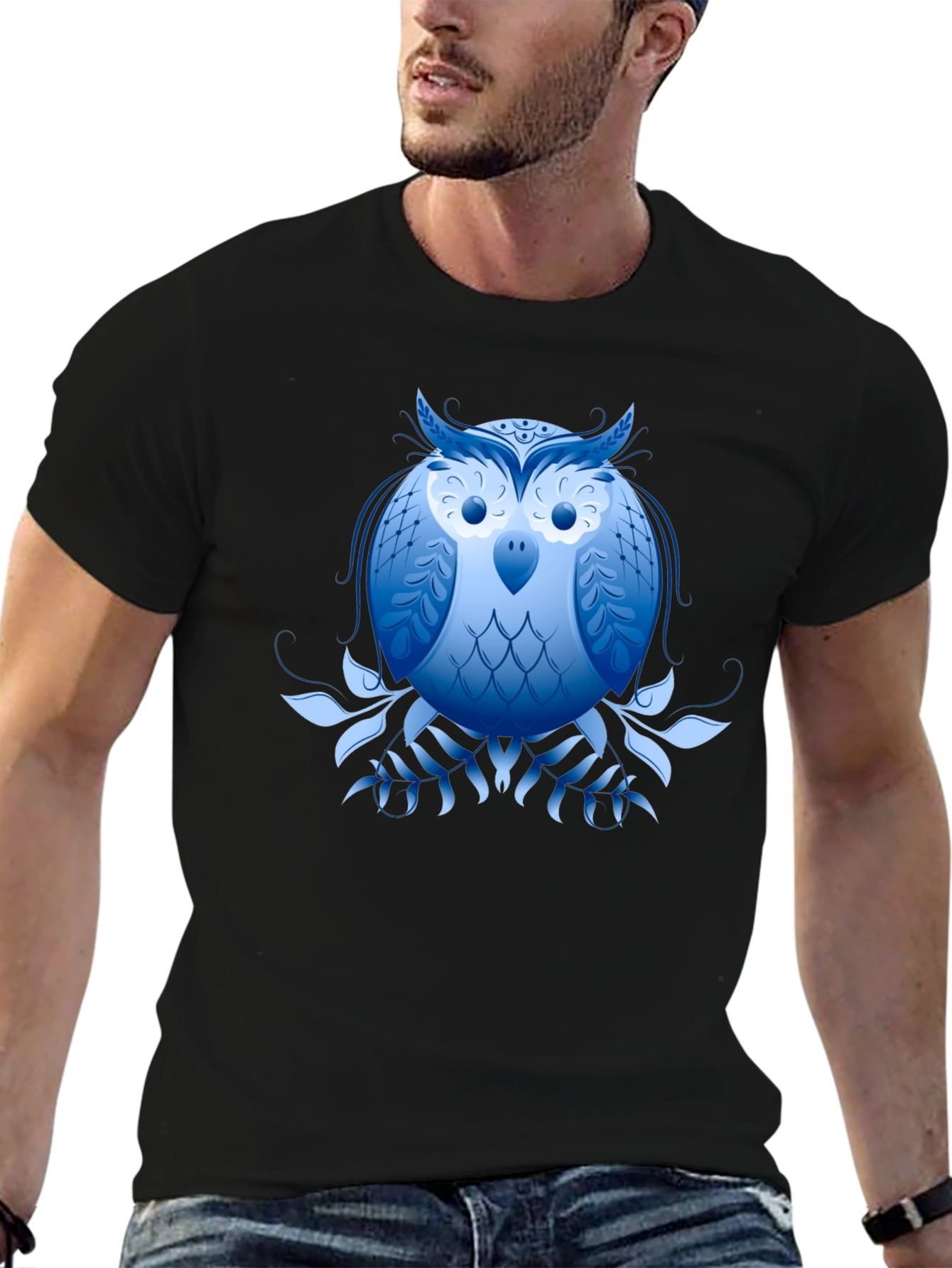 Blue Owl Graphic Black T-Shirt