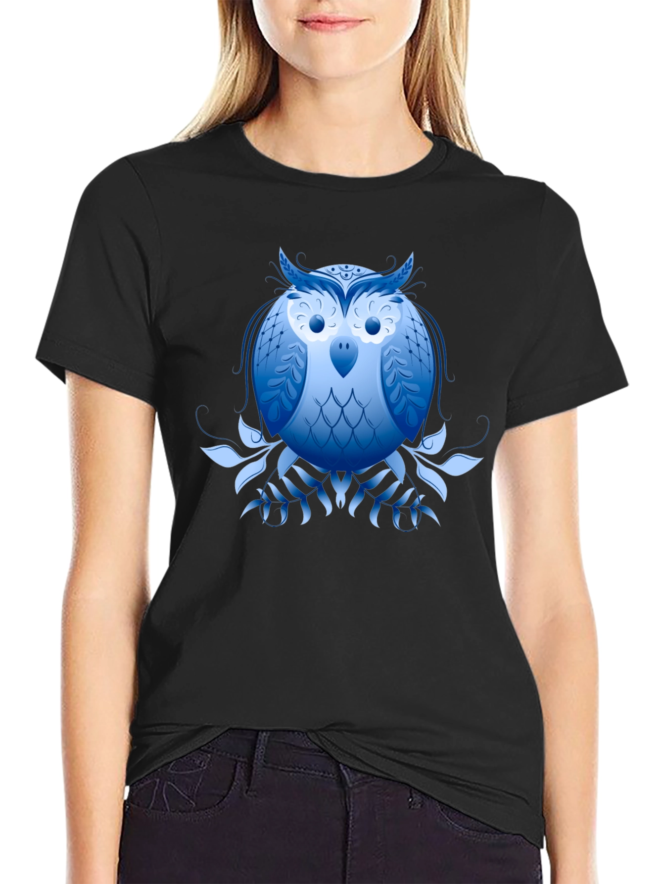 Blue Owl Graphic Black T-Shirt