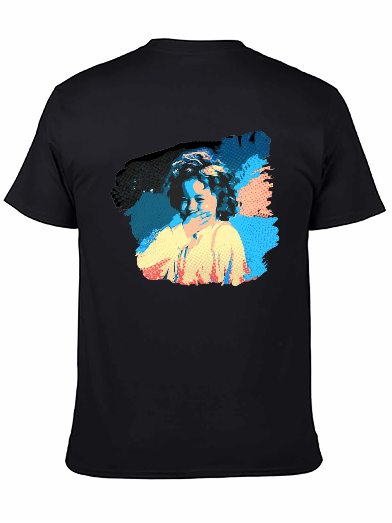 Pop Art Laughing Girl Black T-Shirt
