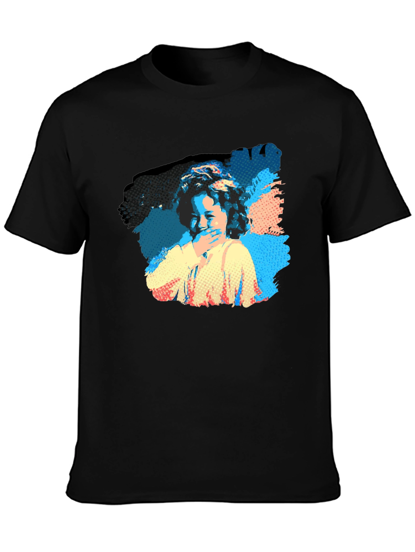 Pop Art Laughing Girl Black T-Shirt