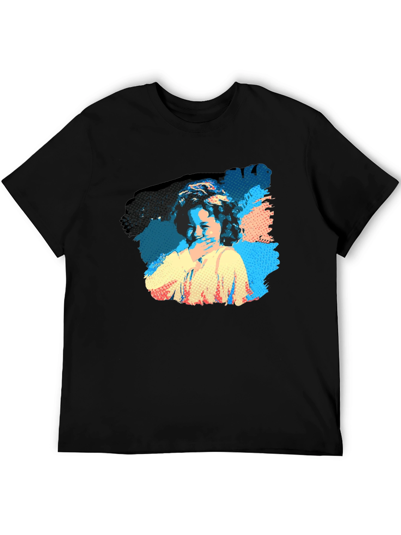 Pop Art Laughing Girl Black T-Shirt