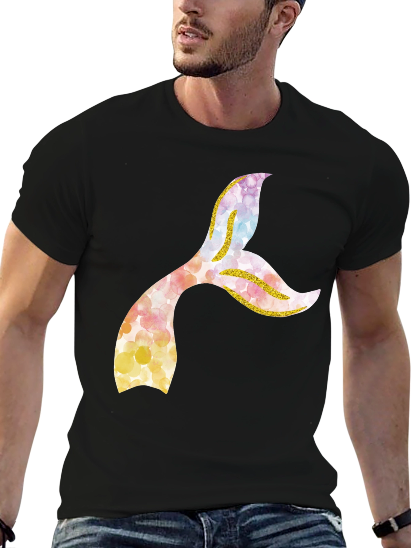 Mermaid Tail Graphic Tee - Black
