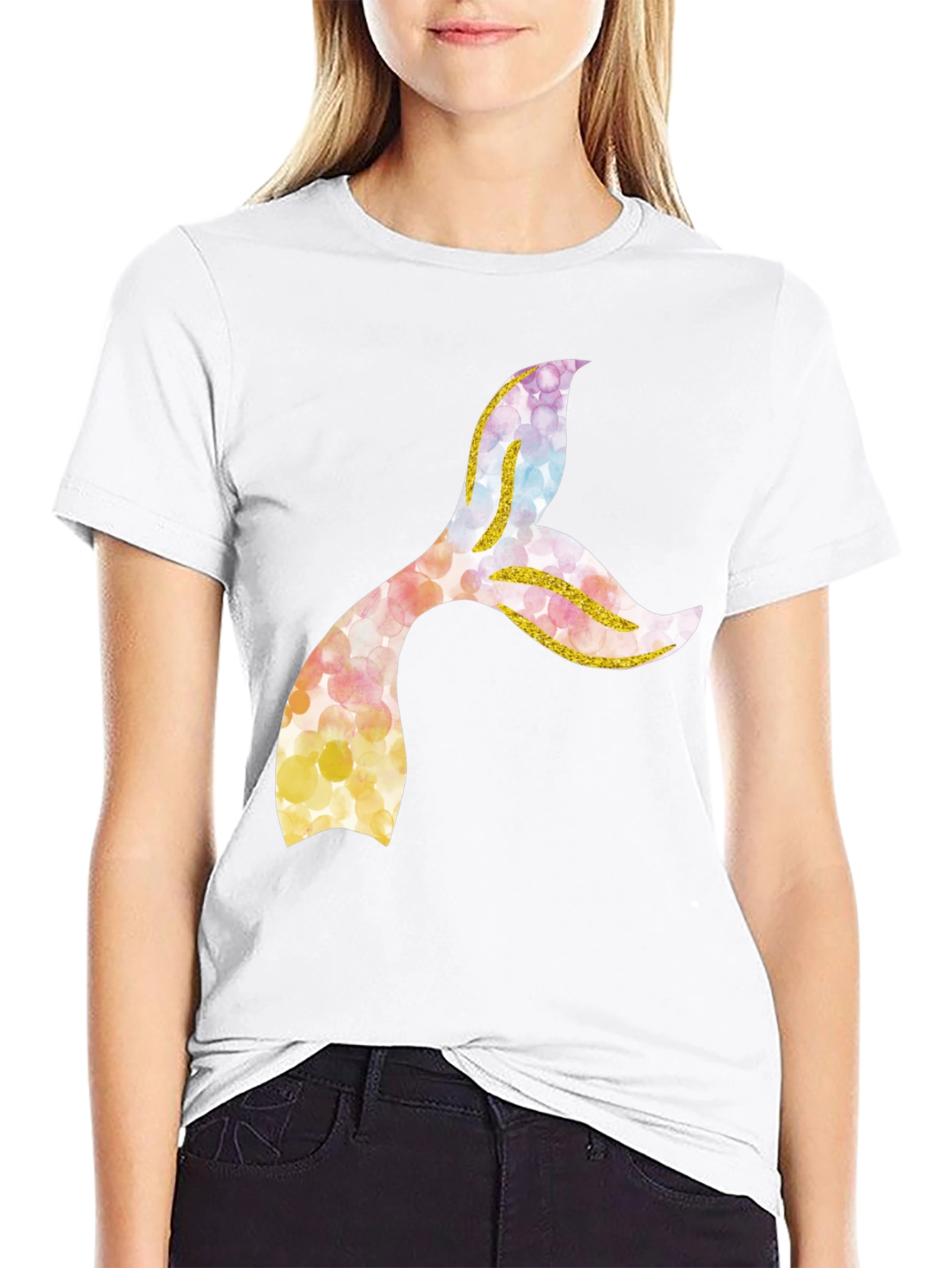 Mermaid Tail Graphic Tee - Black