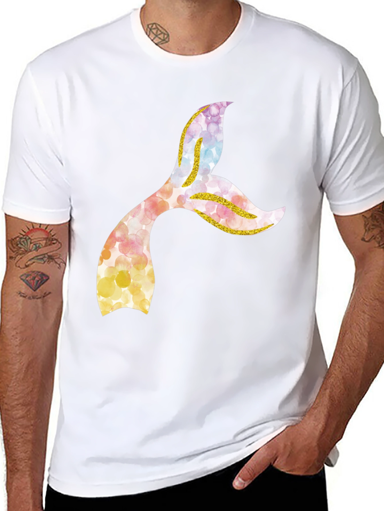 Mermaid Tail Graphic Tee - Black