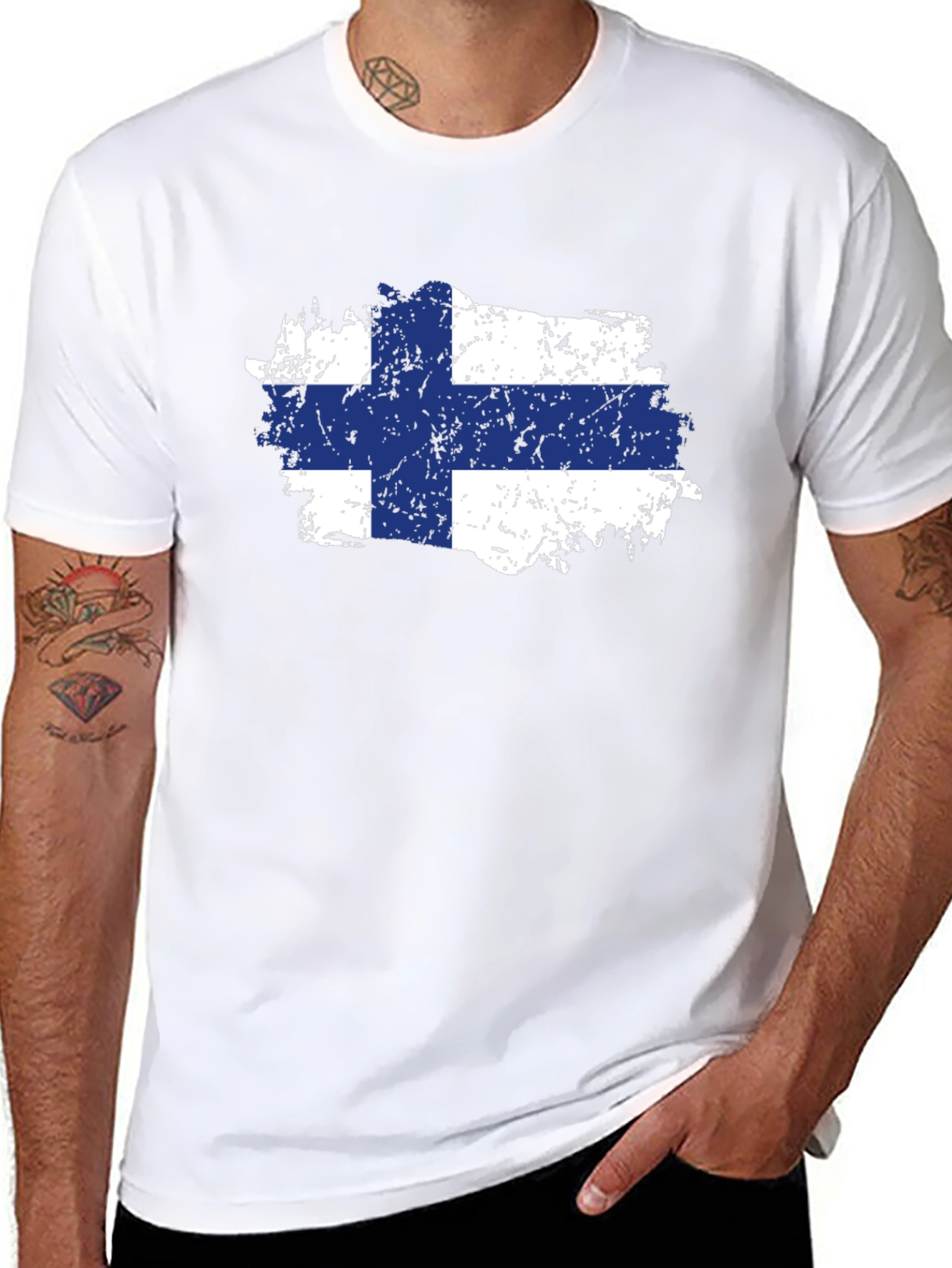 Finland Flag T-Shirt - Distressed Finish
