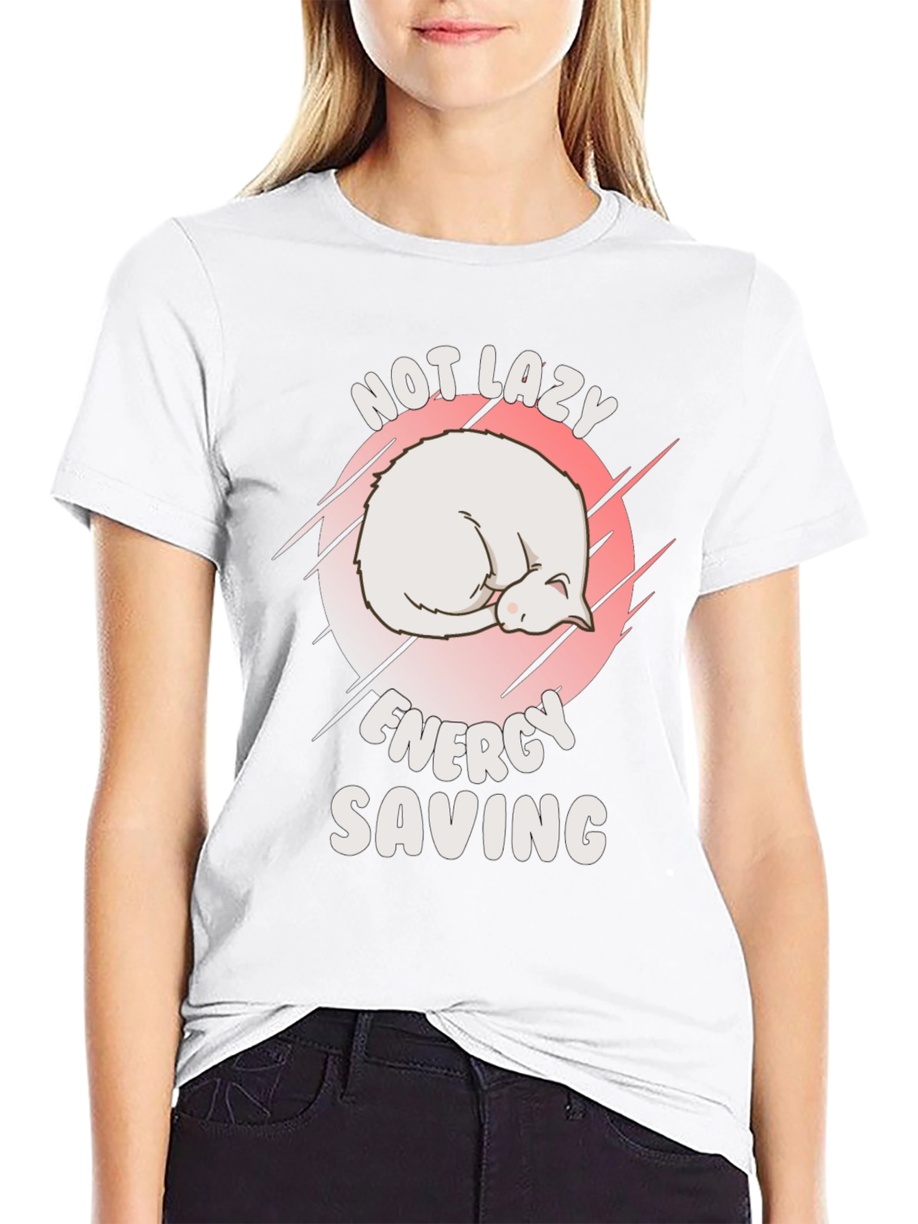 Not Lazy Energy Saving Cat T-Shirt