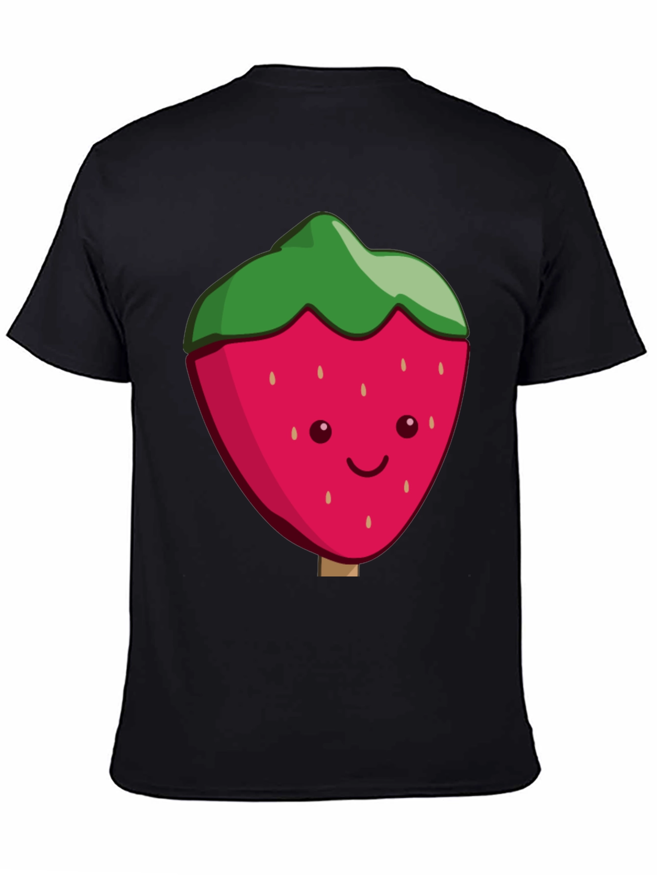 Cute Strawberry Graphic Black T-Shirt