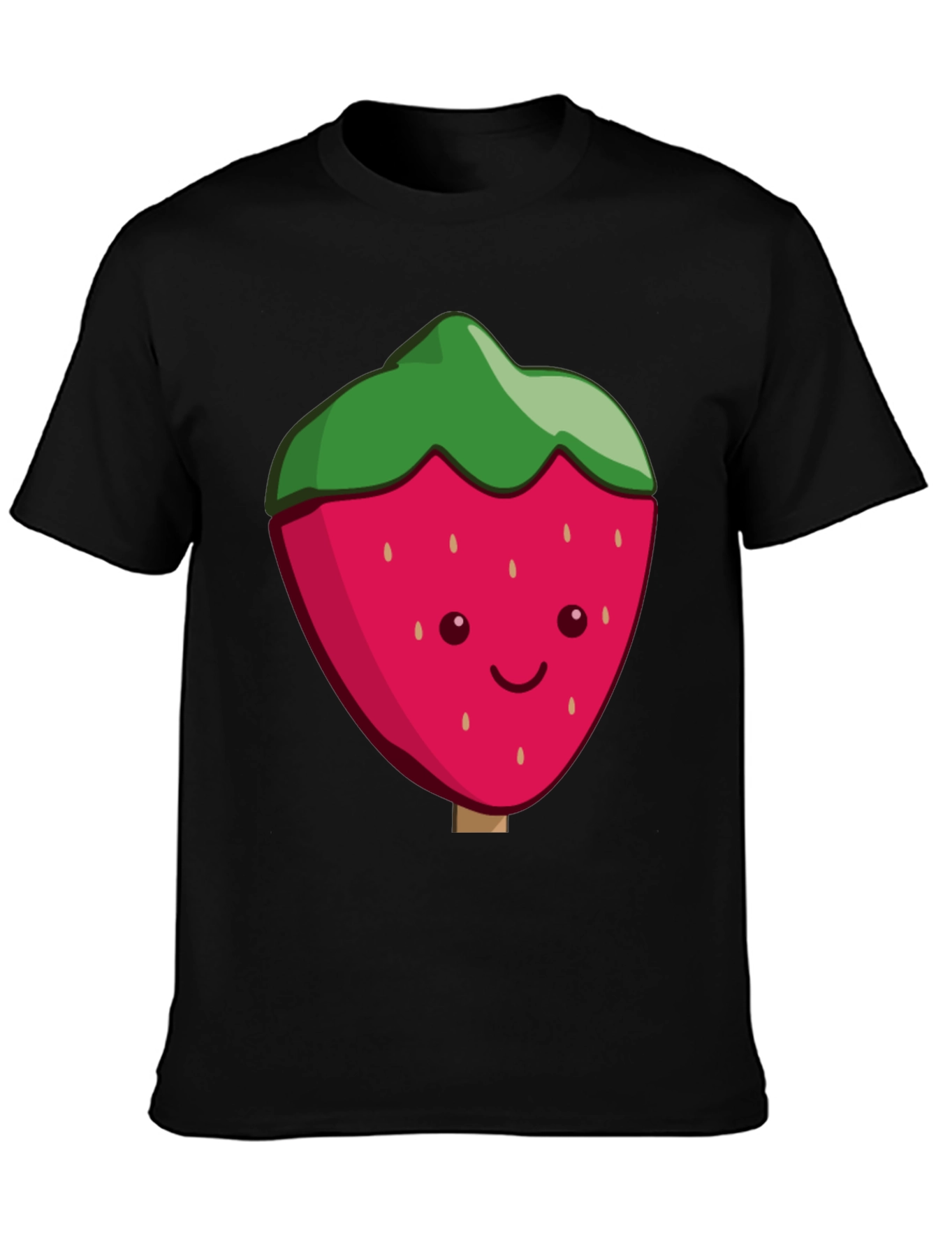 Cute Strawberry Graphic Black T-Shirt