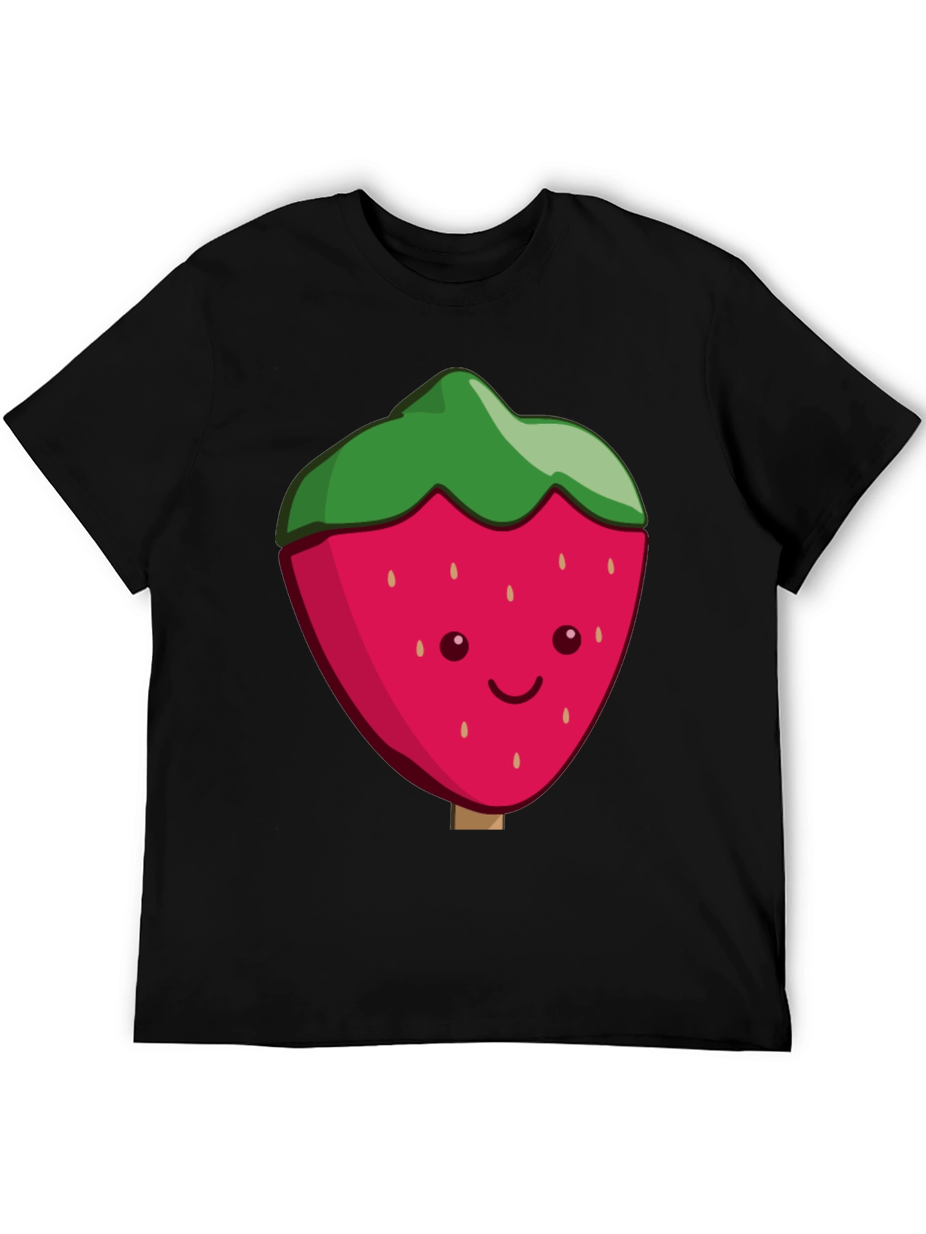 Cute Strawberry Graphic Black T-Shirt